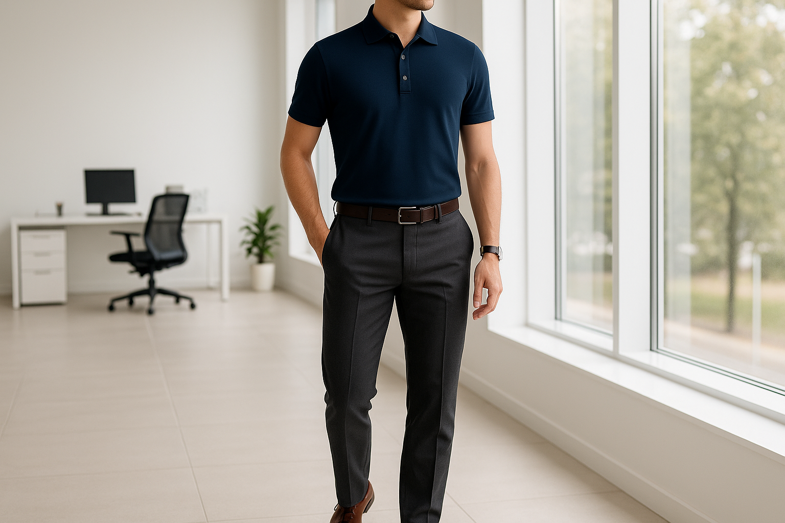 Poloshirt aan naar kantoor