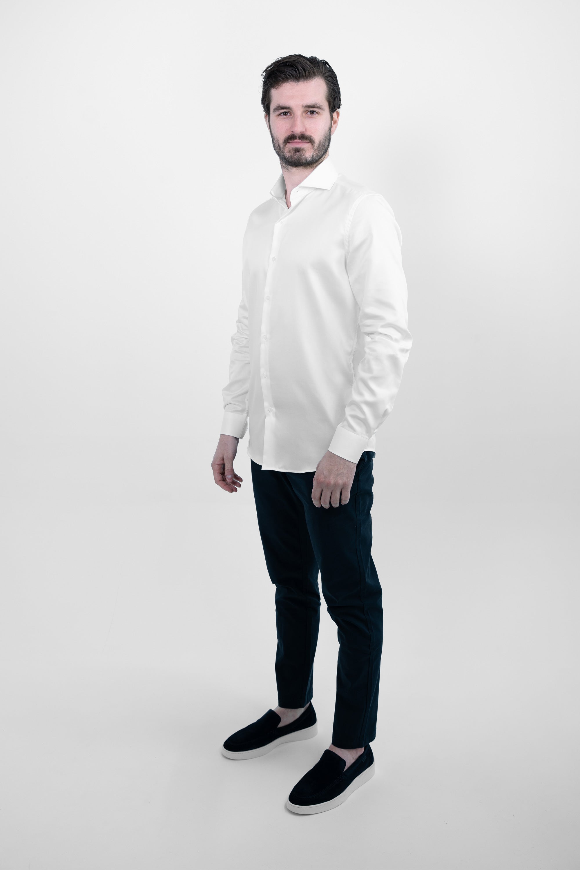 Vercate - Strijkvrij Overhemd - Wit - Slim Fit - Katoen Satijn - Lange Mouw - Heren - Maat 37 38 39 40 41 42 43 44 S M L XL XXL