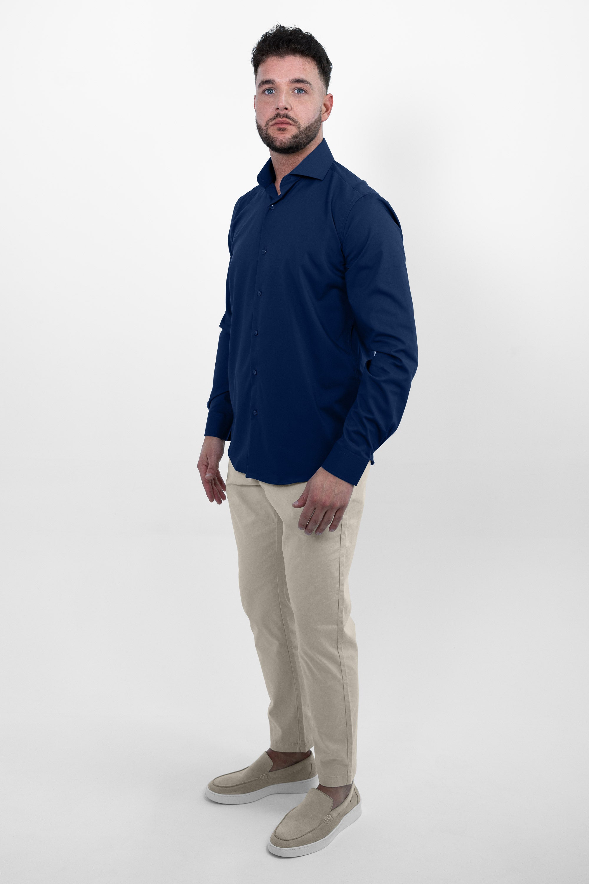 Vercate - Strijkvrij Overhemd - Navy - Marine Blauw - Regular Fit - Bamboe Katoen - Lange Mouw - Heren - Maat S M L XL XXL 37 38 39 40 41 42 43 44