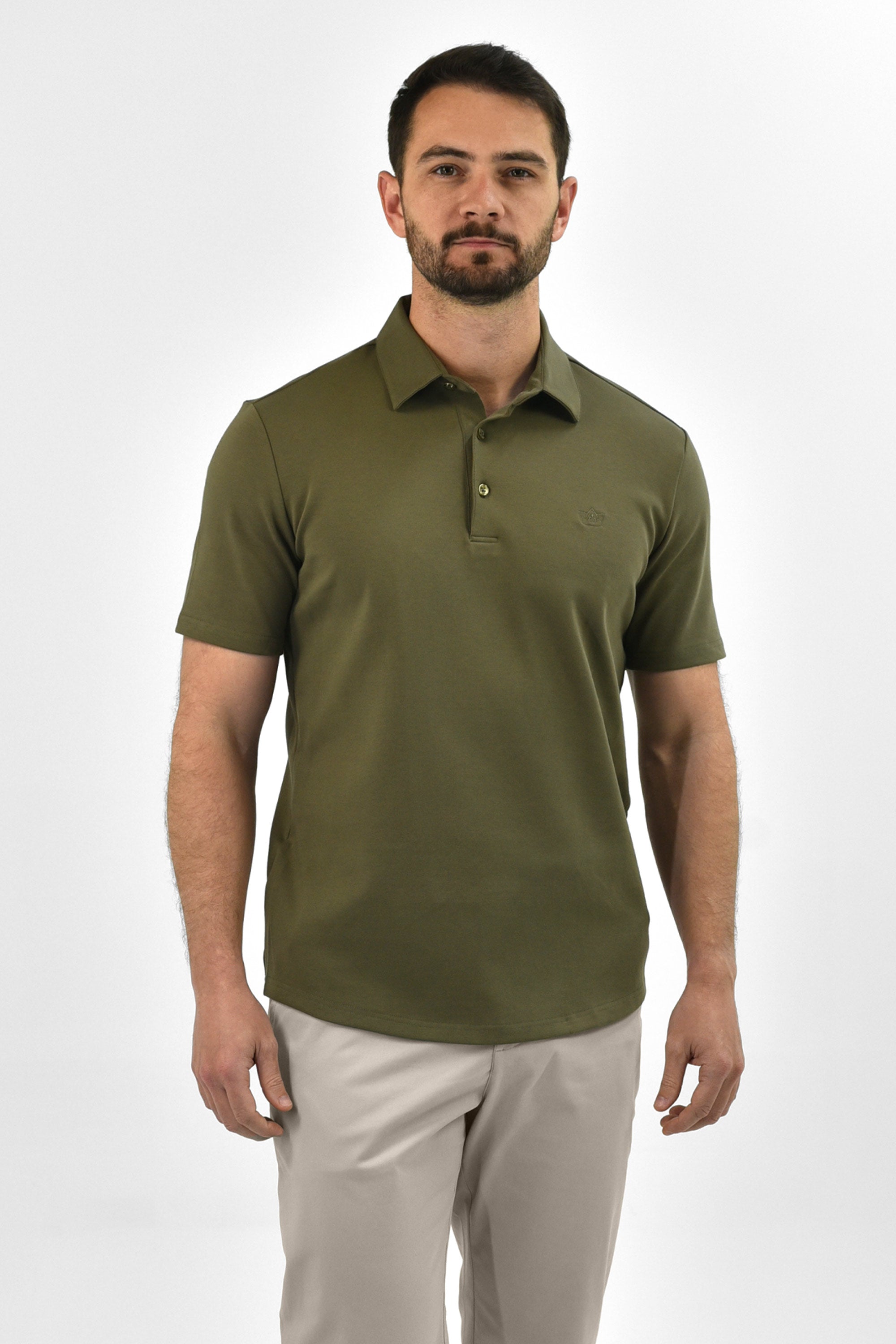 Vercate - Heren Polo Korte Mouw - Strijkvrij Poloshirt - Groen Bruin - Olijfgroen - Slim Fit - Excellent Katoen