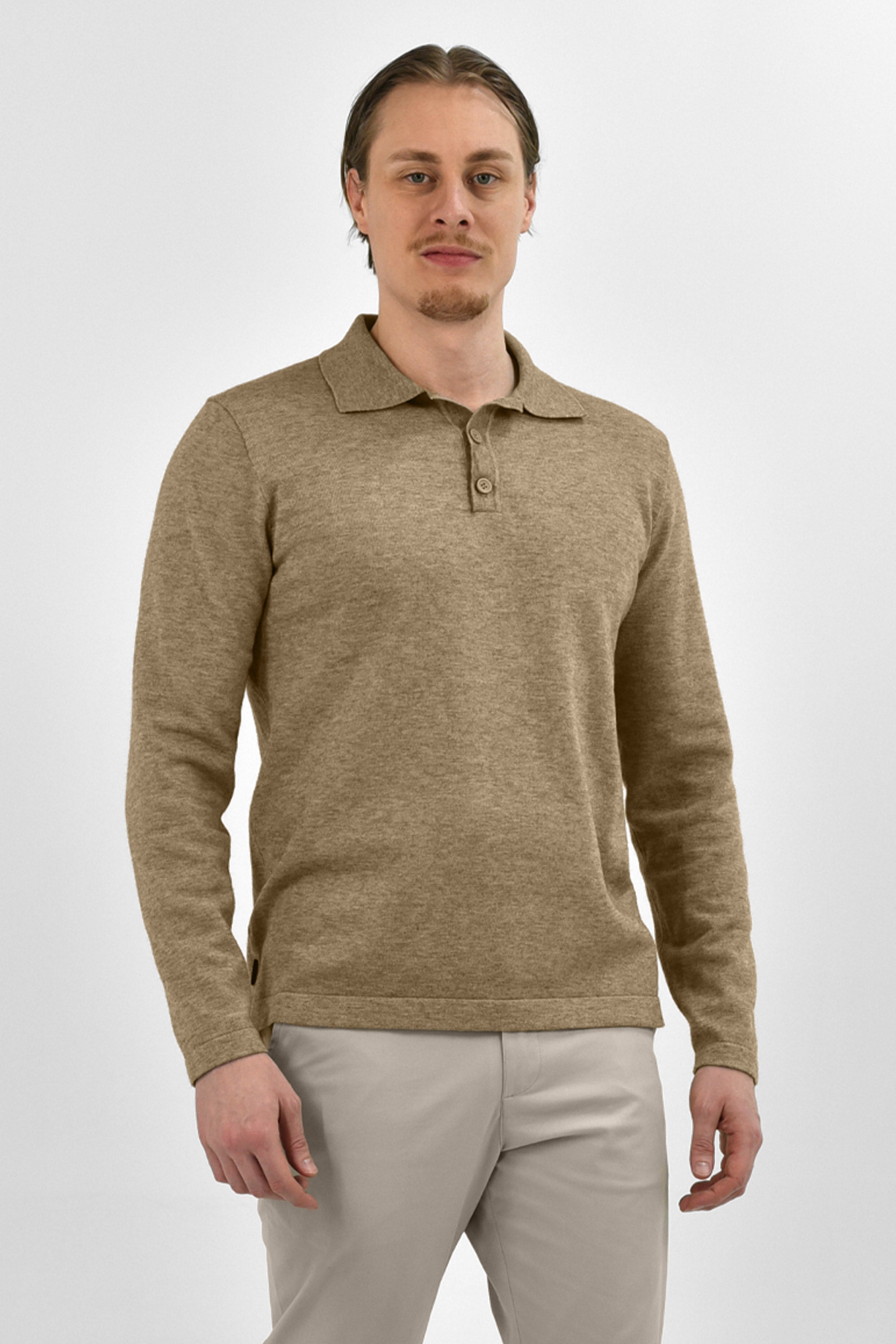 Vercate - Luxe Heren Poloshirt - Polo Met Lange Mouwen - Bruin - Regular Fit - Knit / Knitted - Maat S M L XL XXL