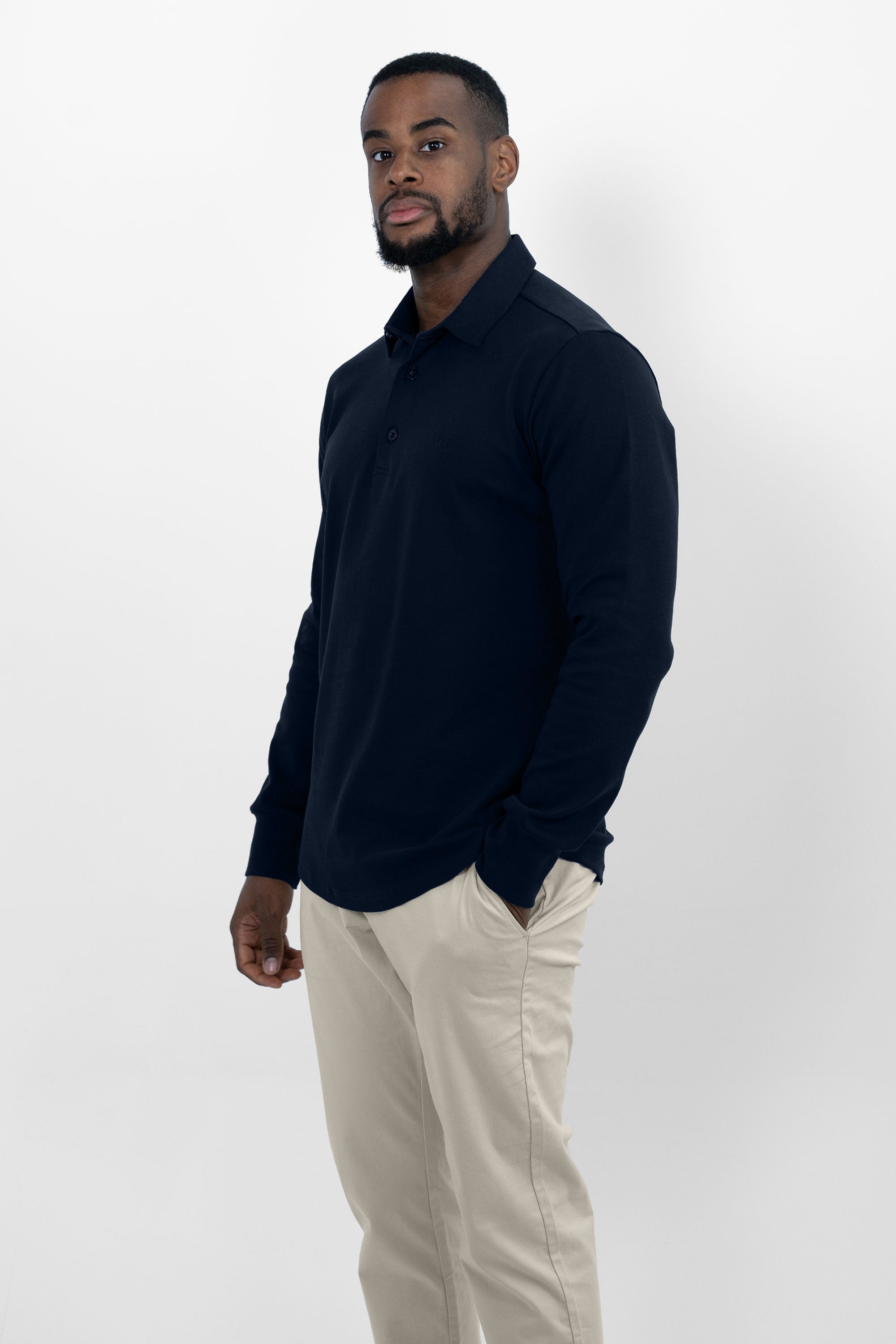 Vercate - Heren Polo Lange Mouw - Strijkvrij Poloshirt - Marine Blauw - Navy - Slim Fit - Excellent Katoen - Maat S M L XL XXL