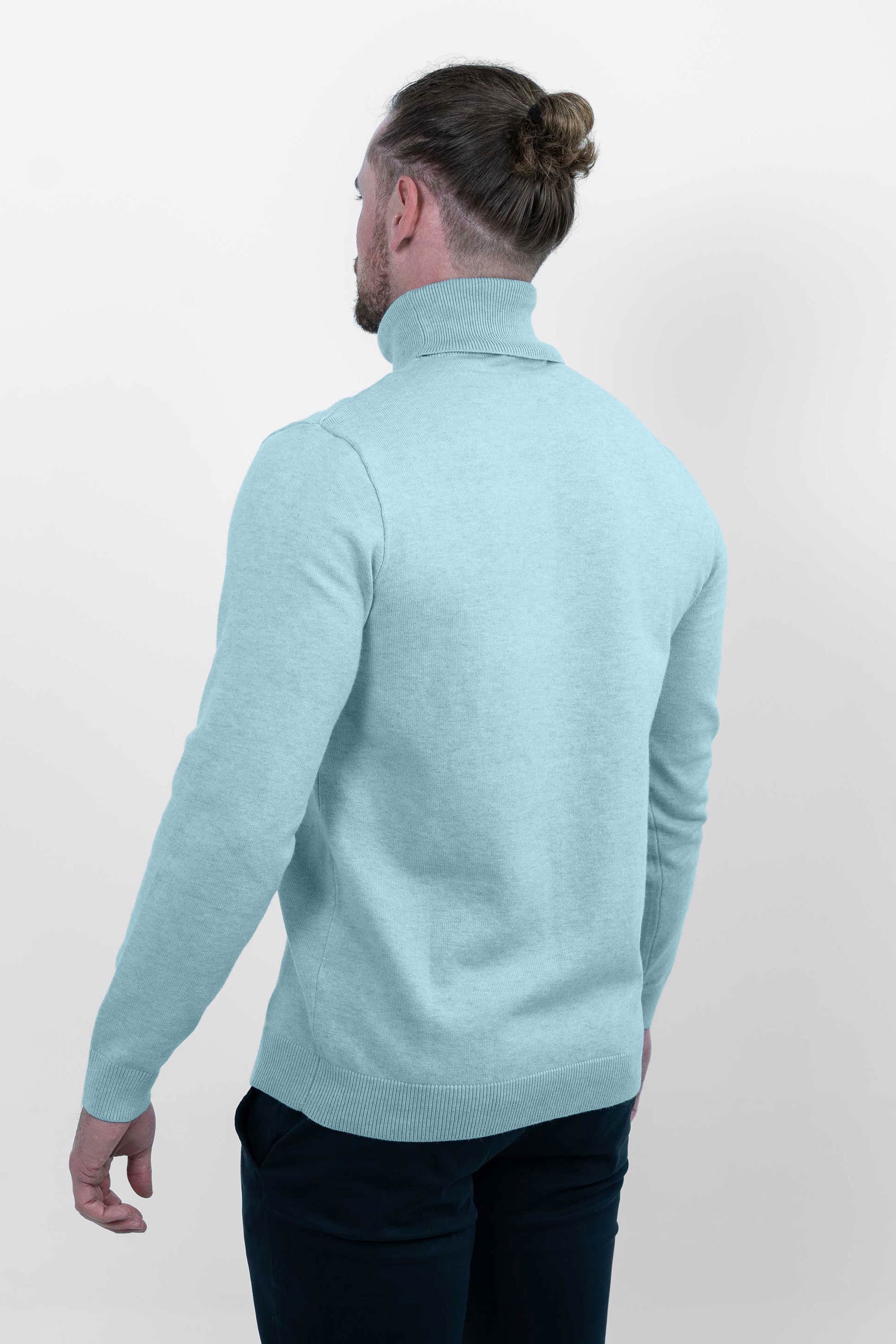 Vercate - Luxe Coltrui - Lichtblauw / Blauw - Regular Fit - Knit Heren Pullover / Sweater / Trui