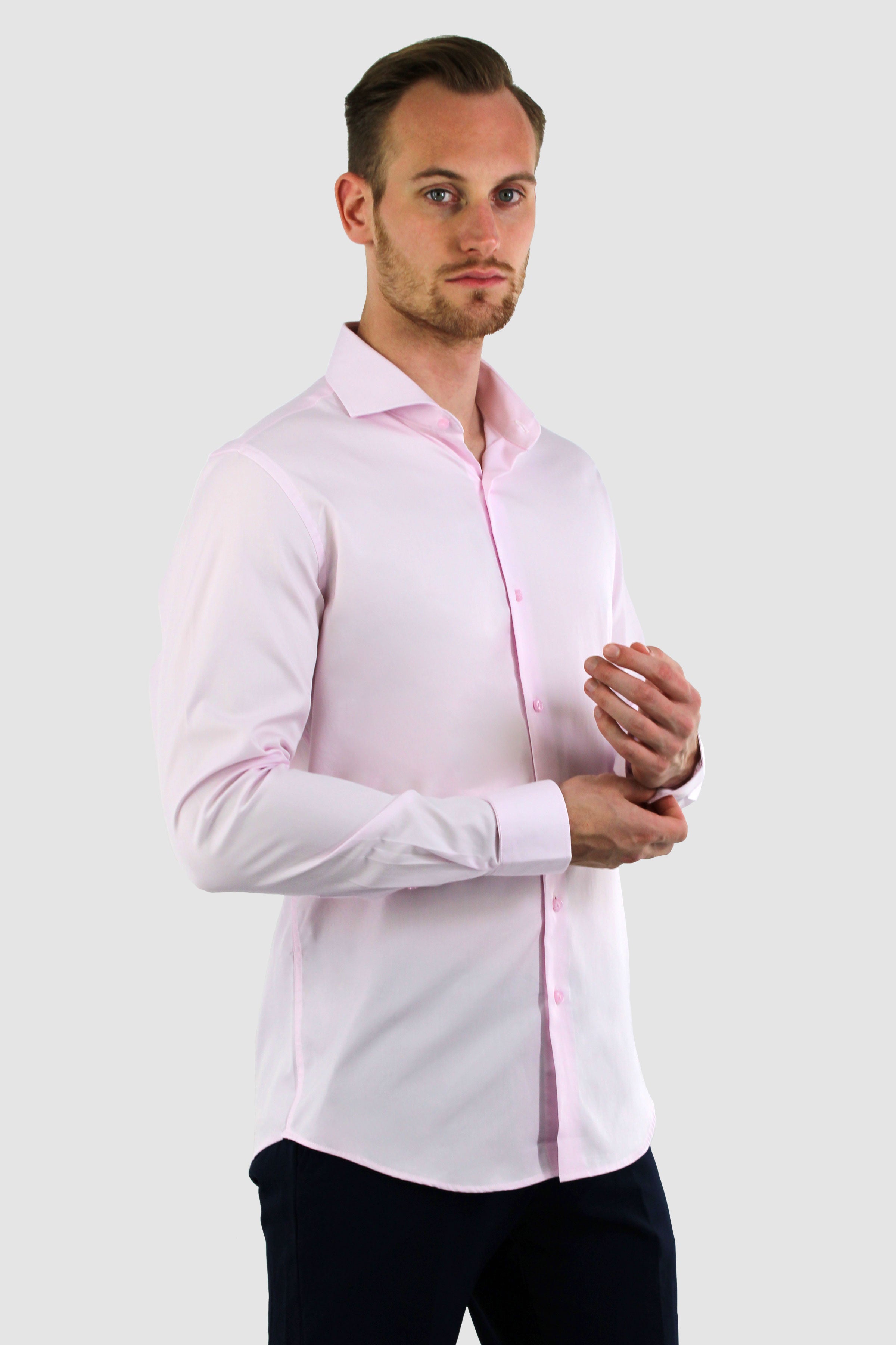 Vercate - Strijkvrij Overhemd - Roze - Slim Fit - Poplin - Lange Mouw - Heren - Maat 37 38 39 40 41 42 43 44 S M L XL XXL