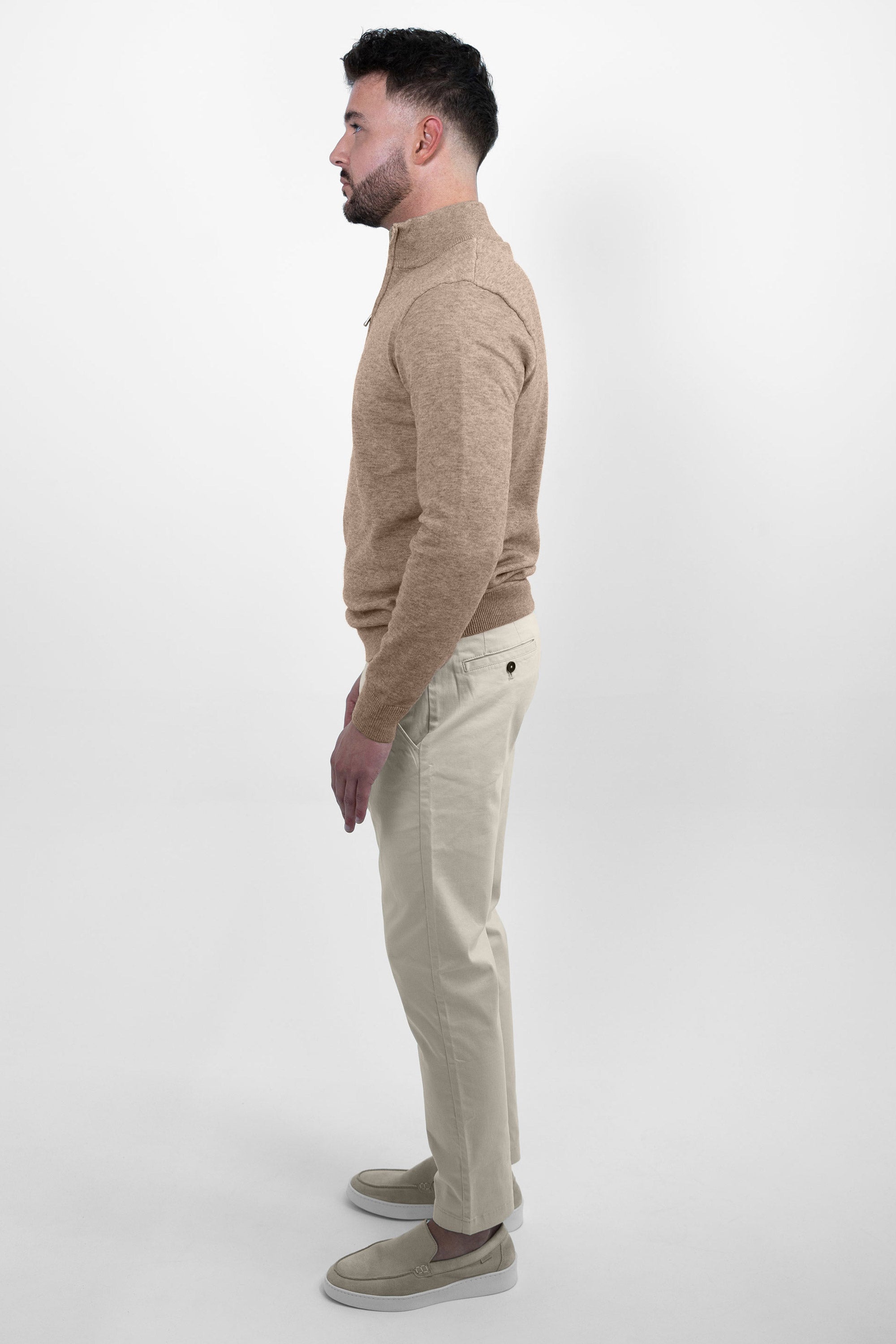 Vercate - Luxe Half Zip / Quarter Zip Pullover - Bruin - Regular Fit - Knit Knitted Heren Sweater / Trui