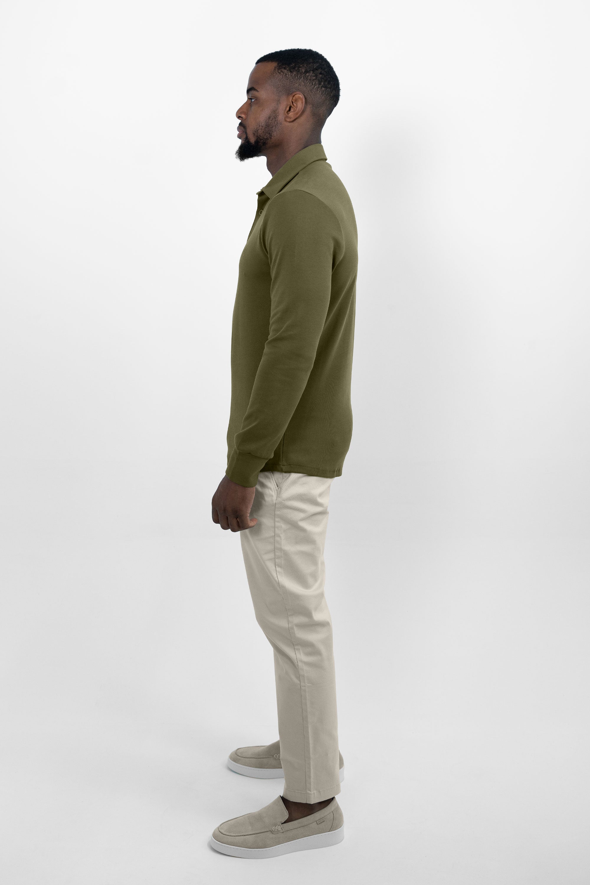 Vercate - Heren Polo Lange Mouw - Strijkvrij Poloshirt - Groen - Donkergroen - Olijf- Slim Fit - Excellent Katoen - Heren - Maat S M L XL XXL