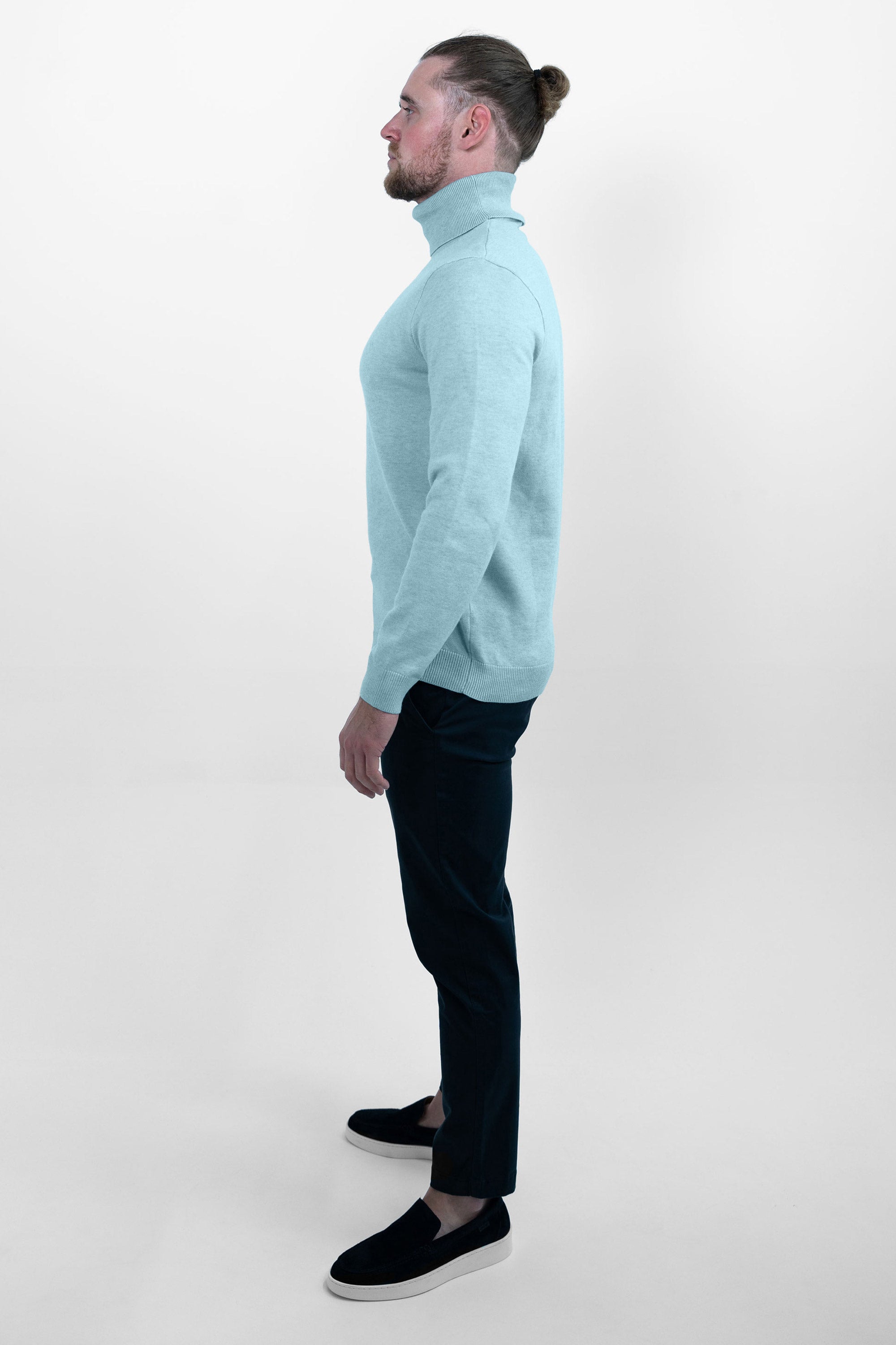 Vercate - Luxe Coltrui - Lichtblauw / Blauw - Regular Fit - Knit Heren Pullover / Sweater / Trui