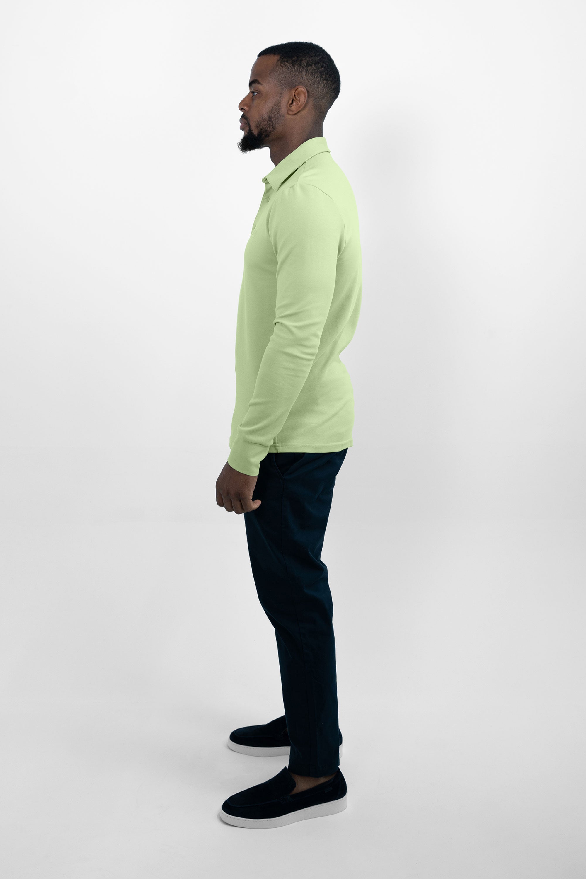 Vercate - Heren Polo Lange Mouw - Strijkvrij Poloshirt - Groen - Slim Fit - Excellent Katoen - Heren - Maat S M L XL XXL