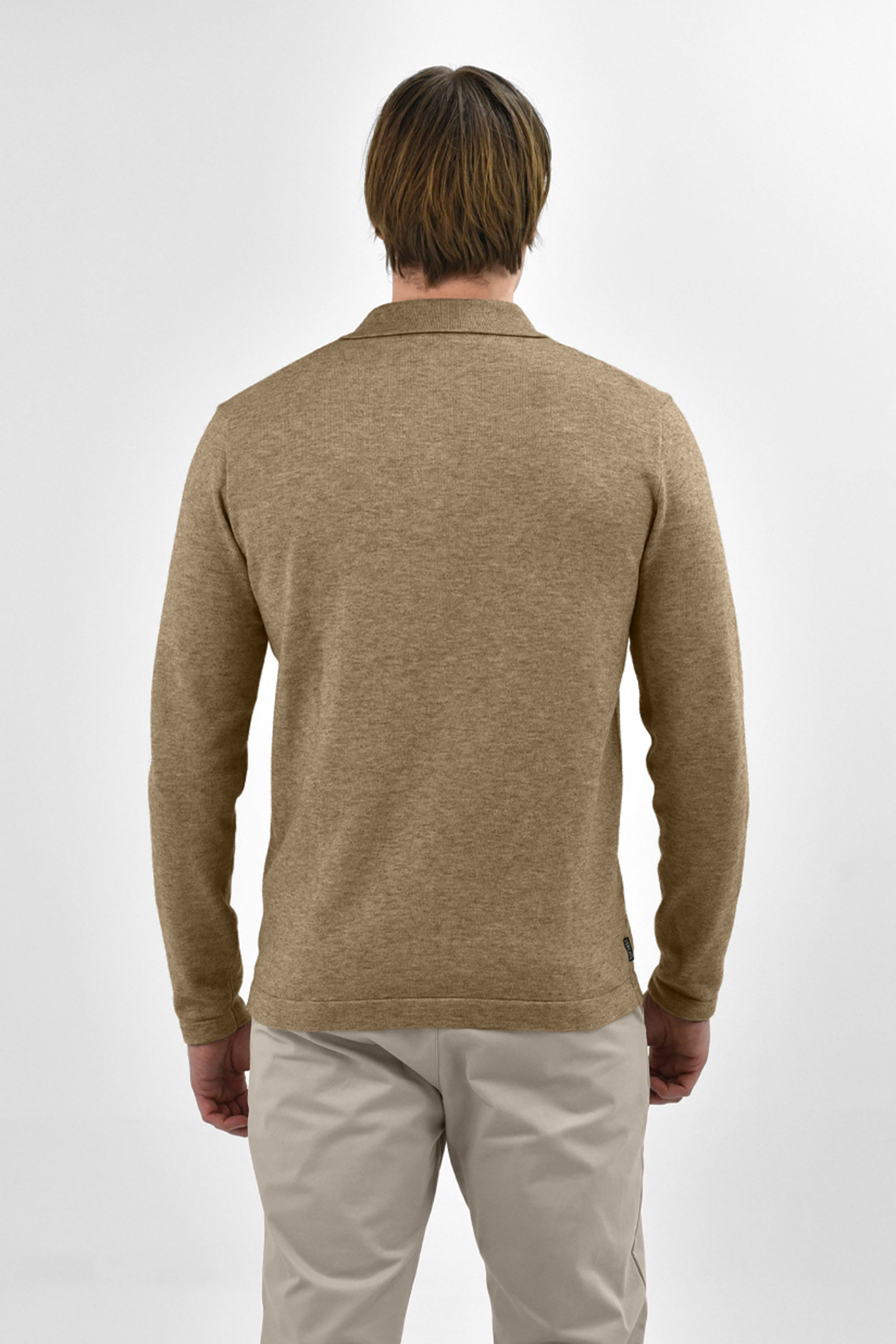 Vercate - Luxe Heren Poloshirt - Polo Met Lange Mouwen - Bruin - Regular Fit - Knit / Knitted - Maat S M L XL XXL