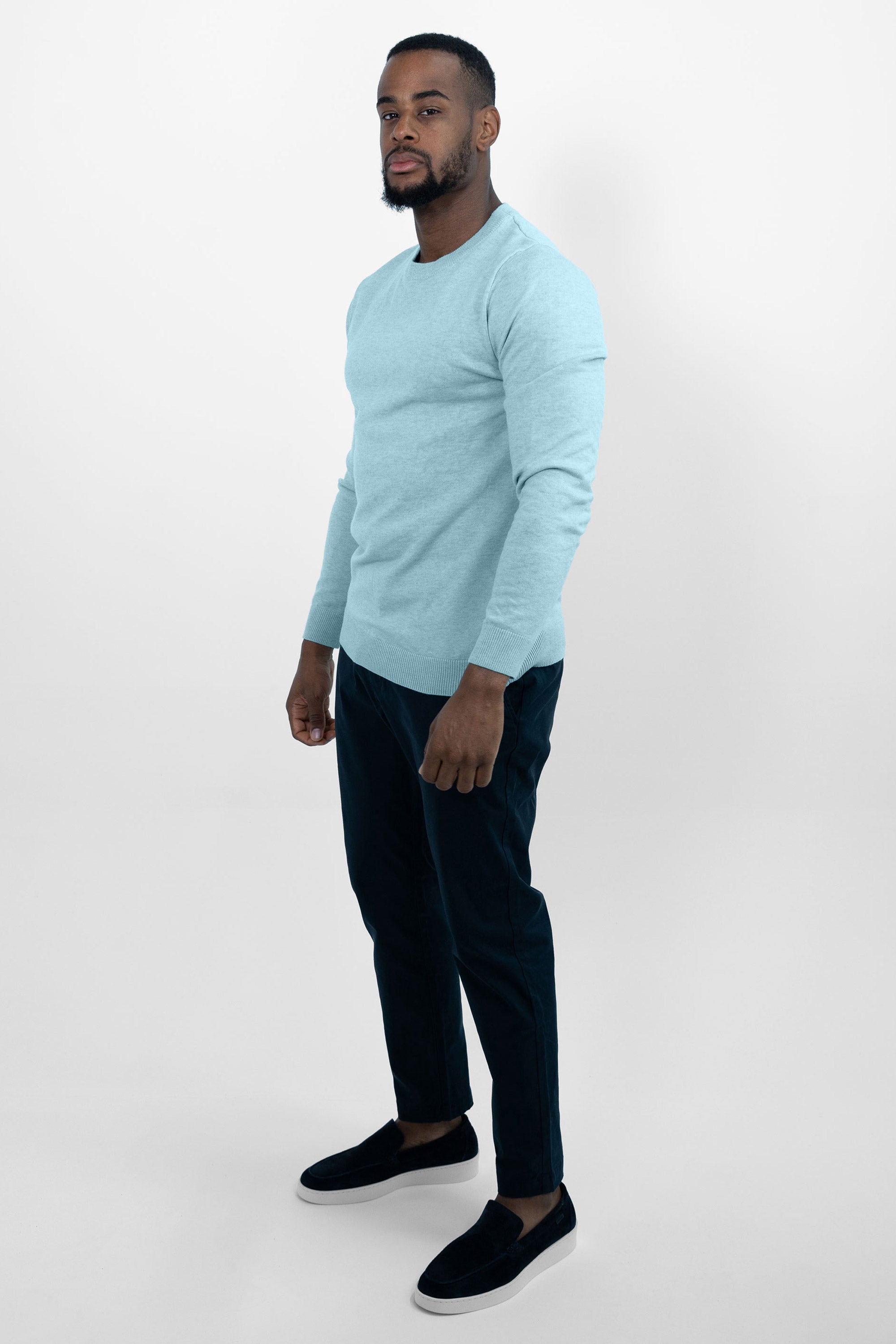 Vercate - Luxe Crewneck Pullover - Lichtblauw / Blauw - Regular Fit - Knit Heren Sweater / Trui