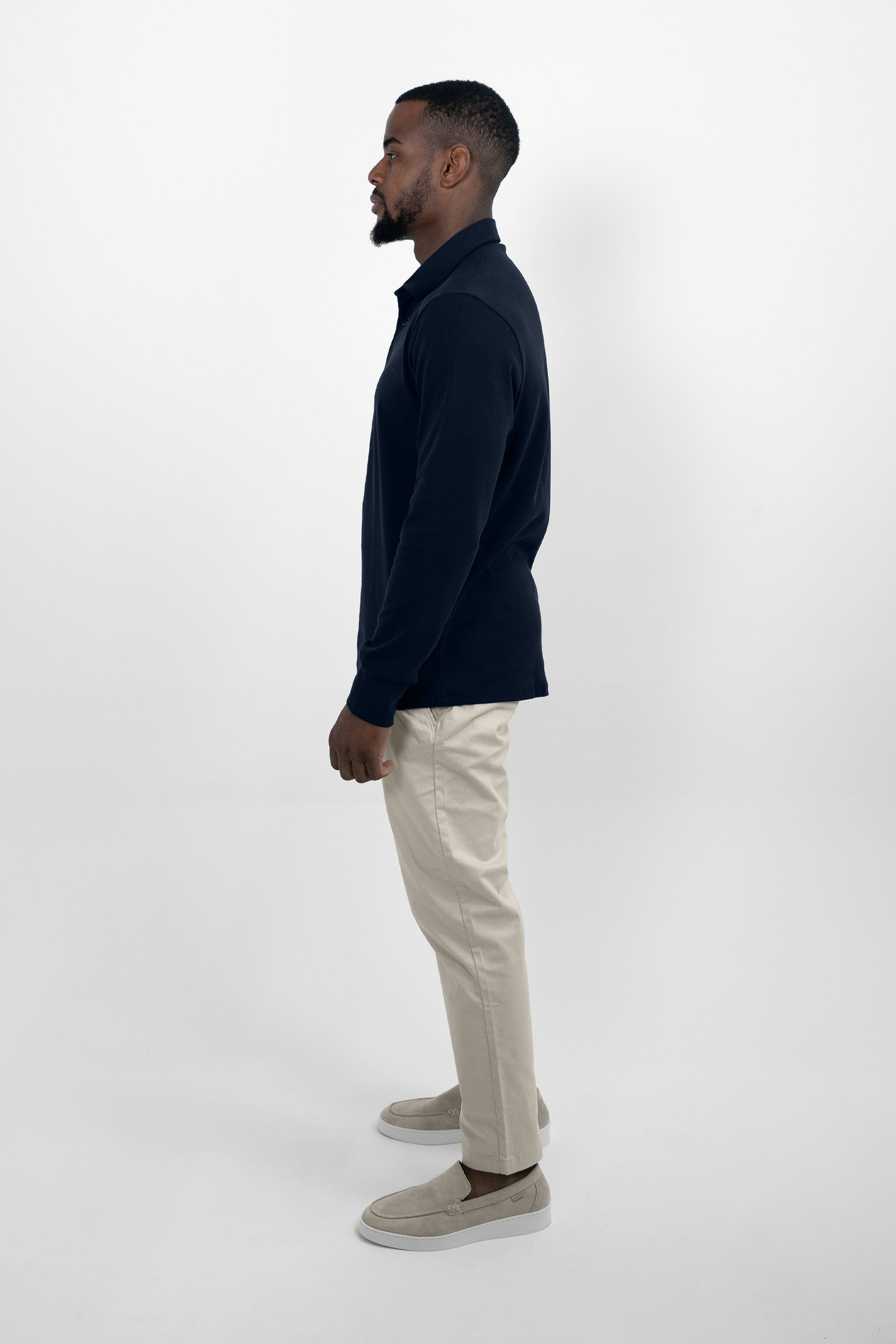 Vercate - Heren Polo Lange Mouw - Strijkvrij Poloshirt - Marine Blauw - Navy - Slim Fit - Excellent Katoen - Maat S M L XL XXL