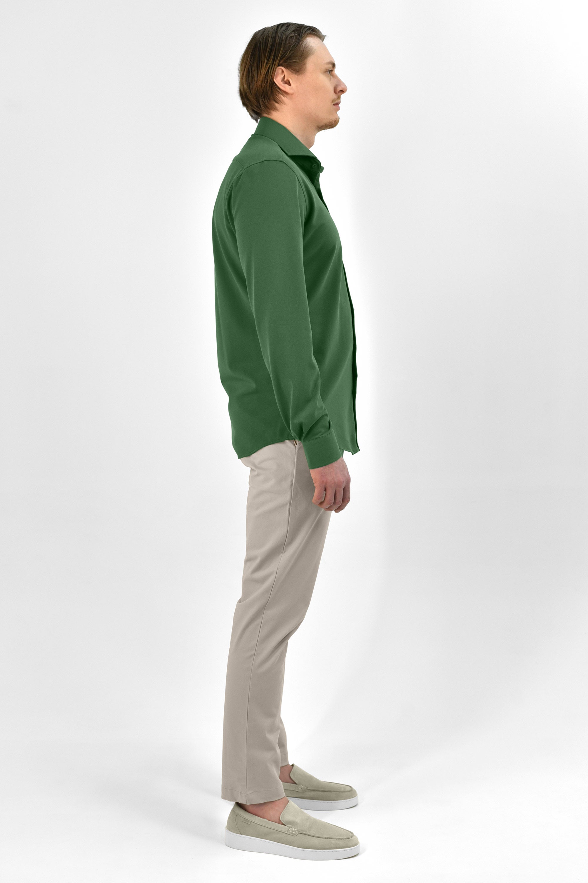 Strijkvrij Overhemd - Vercate - Japanese Knitted - Slim Fit - Groen - Heren Overhemden