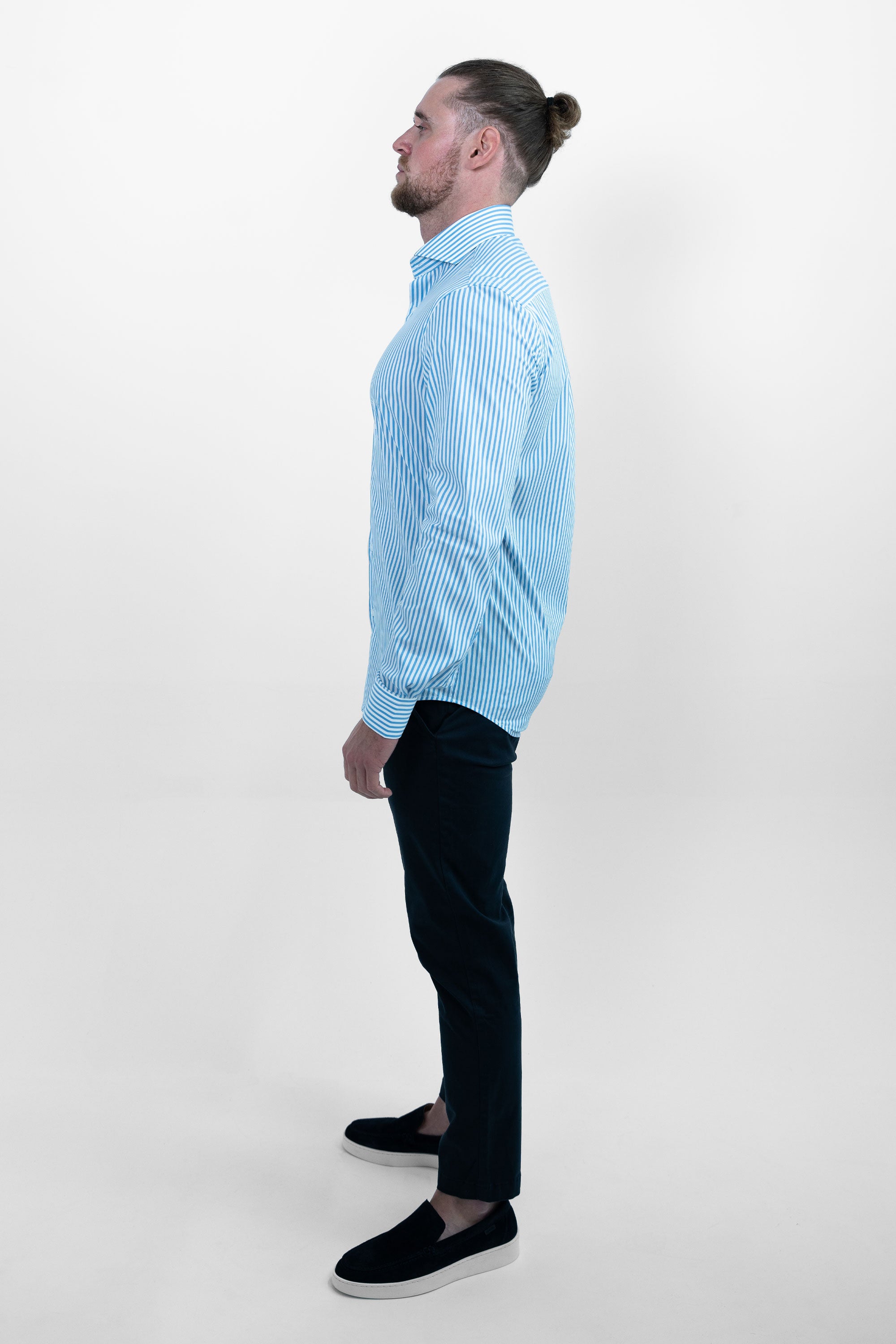 Vercate - Overhemd - Lichtblauw Gestreept - Cool Technology - Slim Fit - Lange Mouw - Poplin - Heren - Maat 37 38 39 40 41 42 43 44 45 46