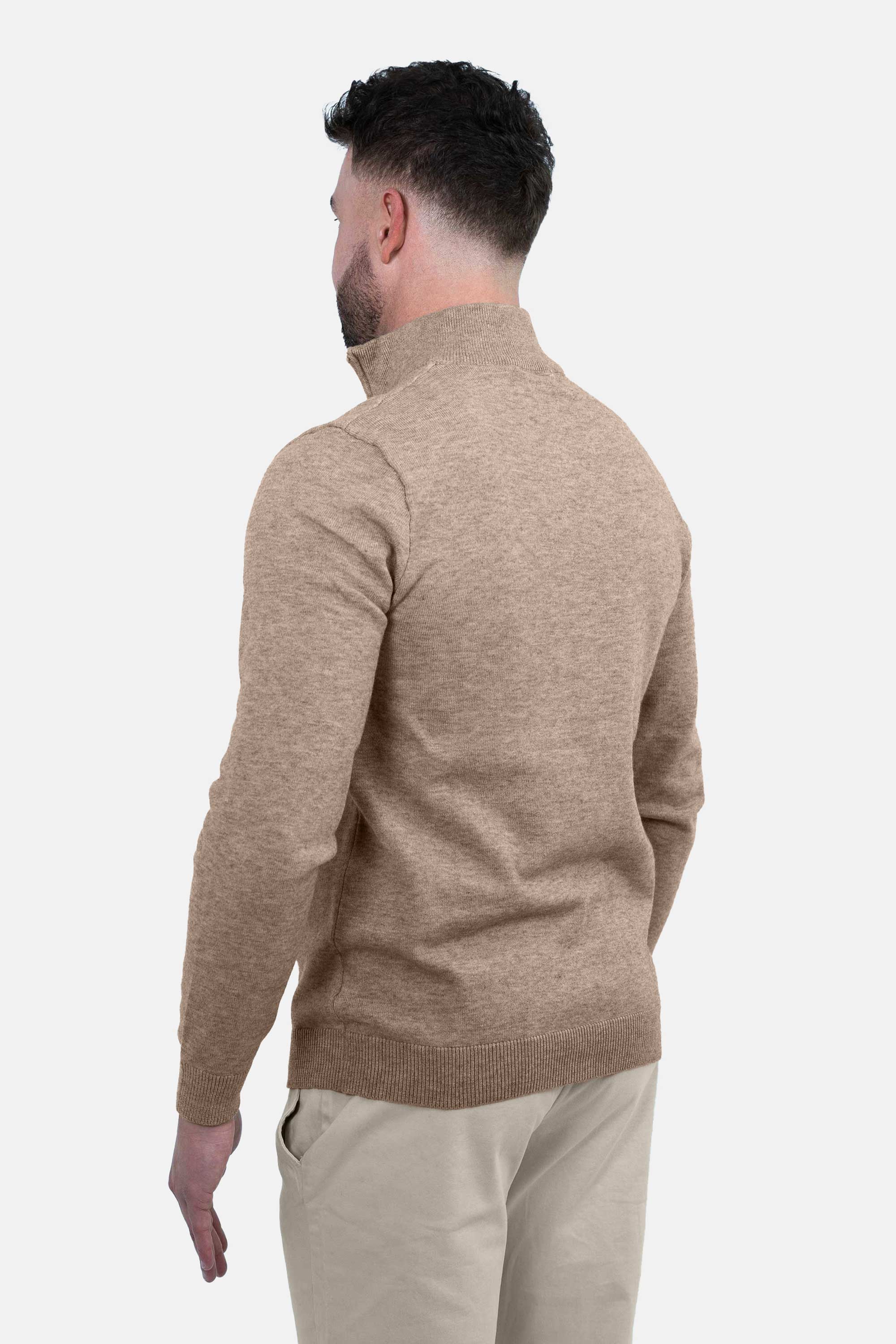 Vercate - Luxe Half Zip / Quarter Zip Pullover - Bruin - Regular Fit - Knit Knitted Heren Sweater / Trui