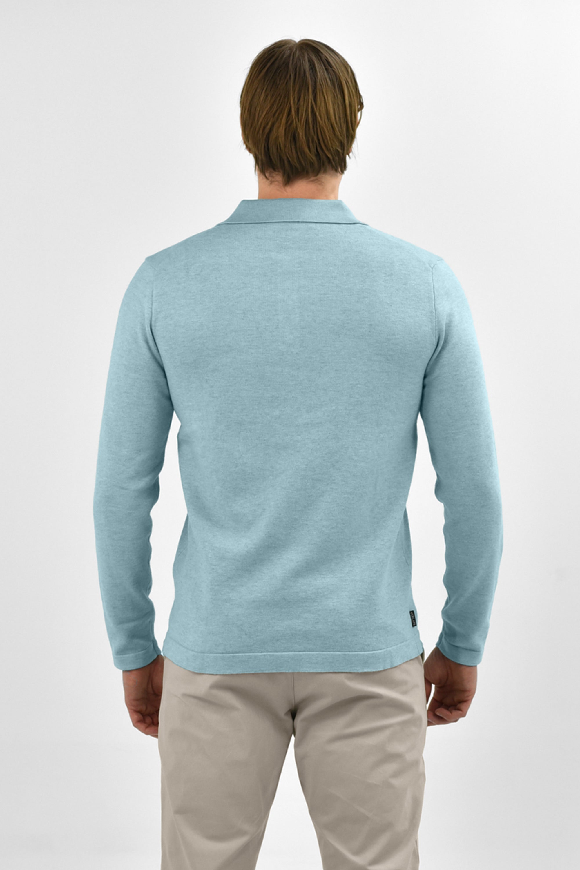 Vercate - Luxe Heren Poloshirt - Polo Met Lange Mouwen - Lichtblauw / Blauw - Regular Fit - Knit S M L XL XXL