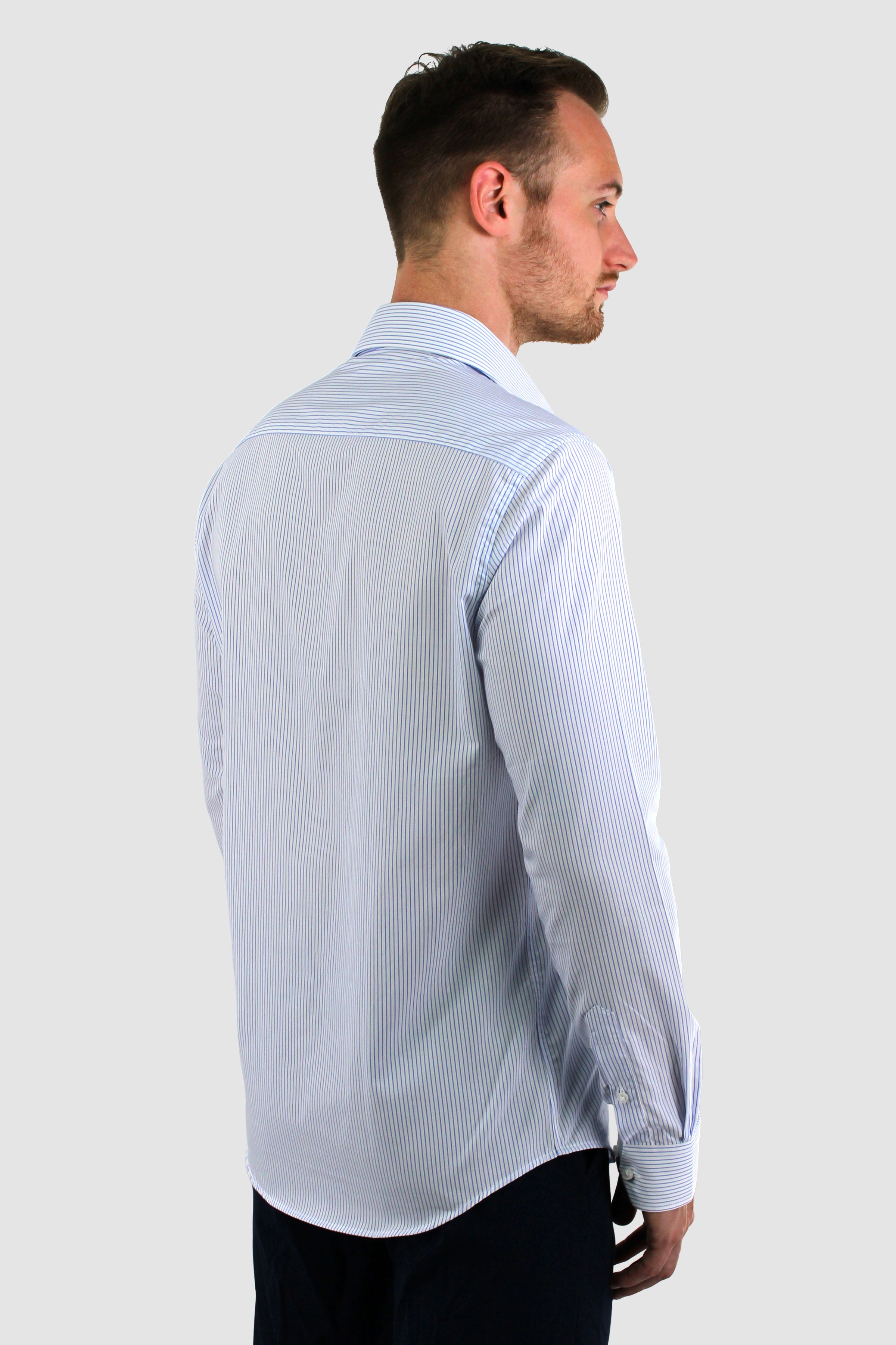 Vercate - Strijkvrij Overhemd - Wit Blauw - Wit Blauw Gestreept - Slim Fit - Poplin Katoen - Lange Mouw - Heren - Maat 37 38 39 40 41 42 43 44 45 46 S M L XL XXL