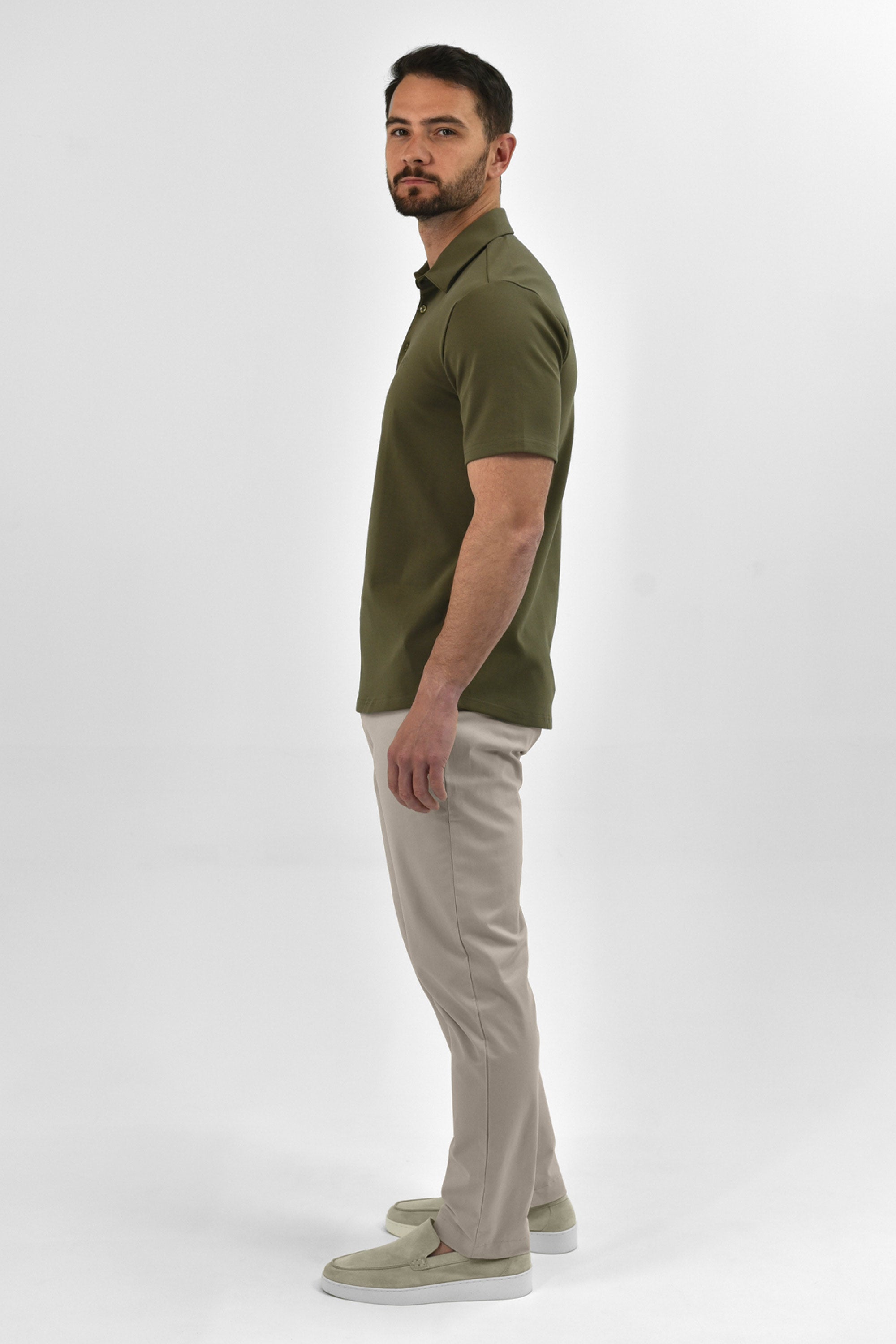 Vercate - Heren Polo Korte Mouw - Strijkvrij Poloshirt - Groen Bruin - Olijfgroen - Slim Fit - Excellent Katoen