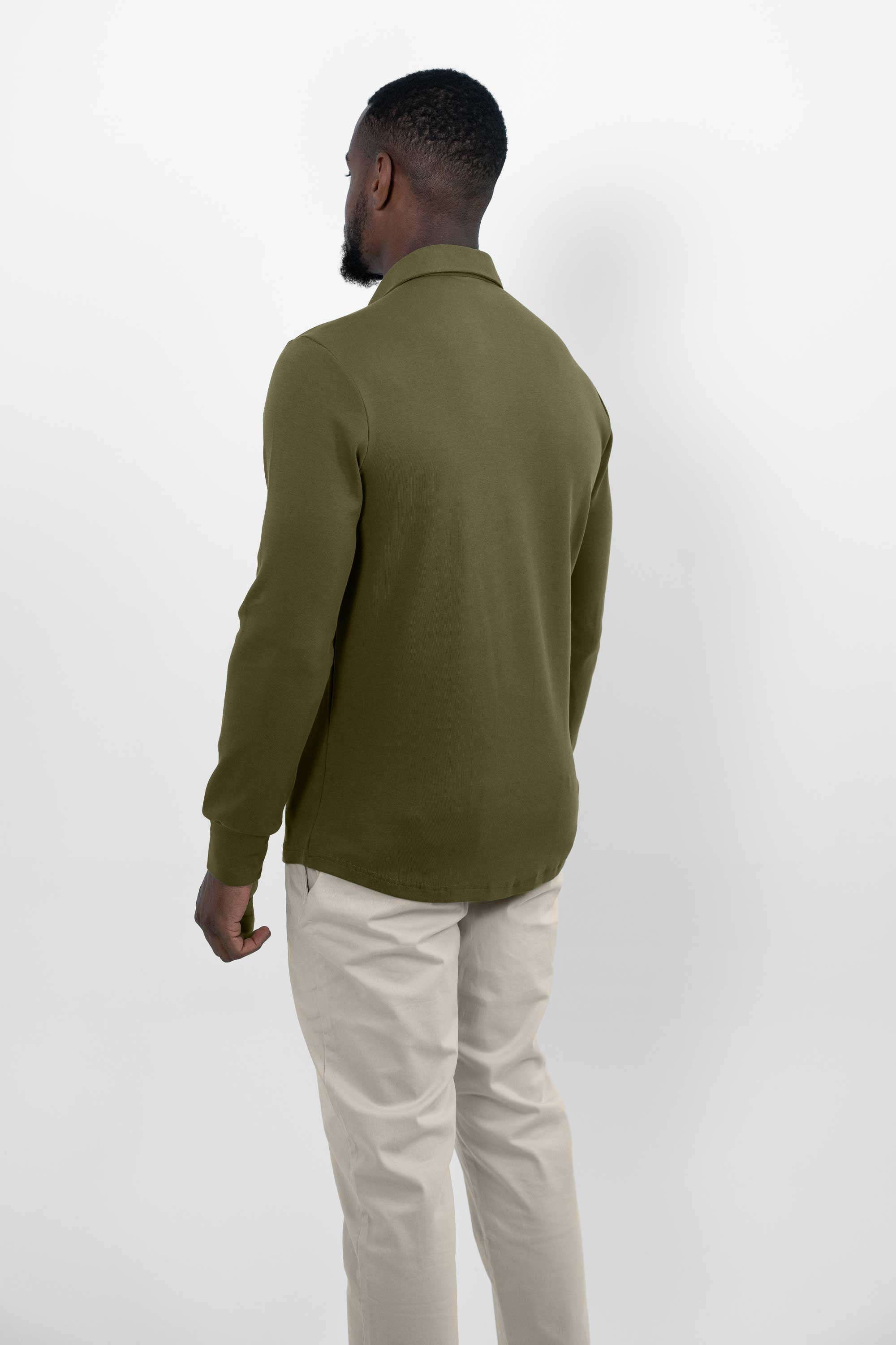 Vercate - Heren Polo Lange Mouw - Strijkvrij Poloshirt - Groen - Donkergroen - Olijf- Slim Fit - Excellent Katoen - Heren - Maat S M L XL XXL