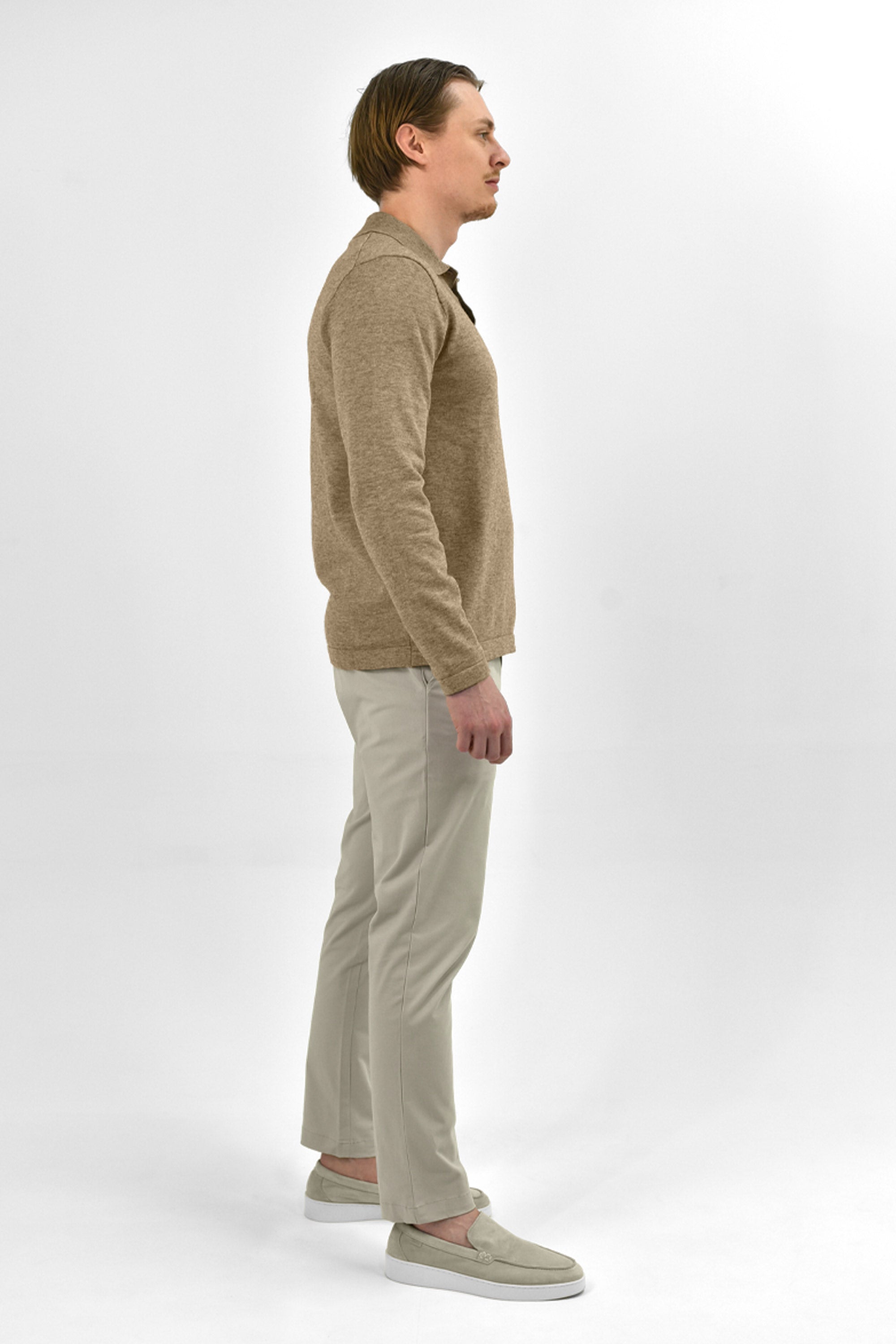 Vercate - Luxe Heren Poloshirt - Polo Met Lange Mouwen - Bruin - Regular Fit - Knit / Knitted - Maat S M L XL XXL