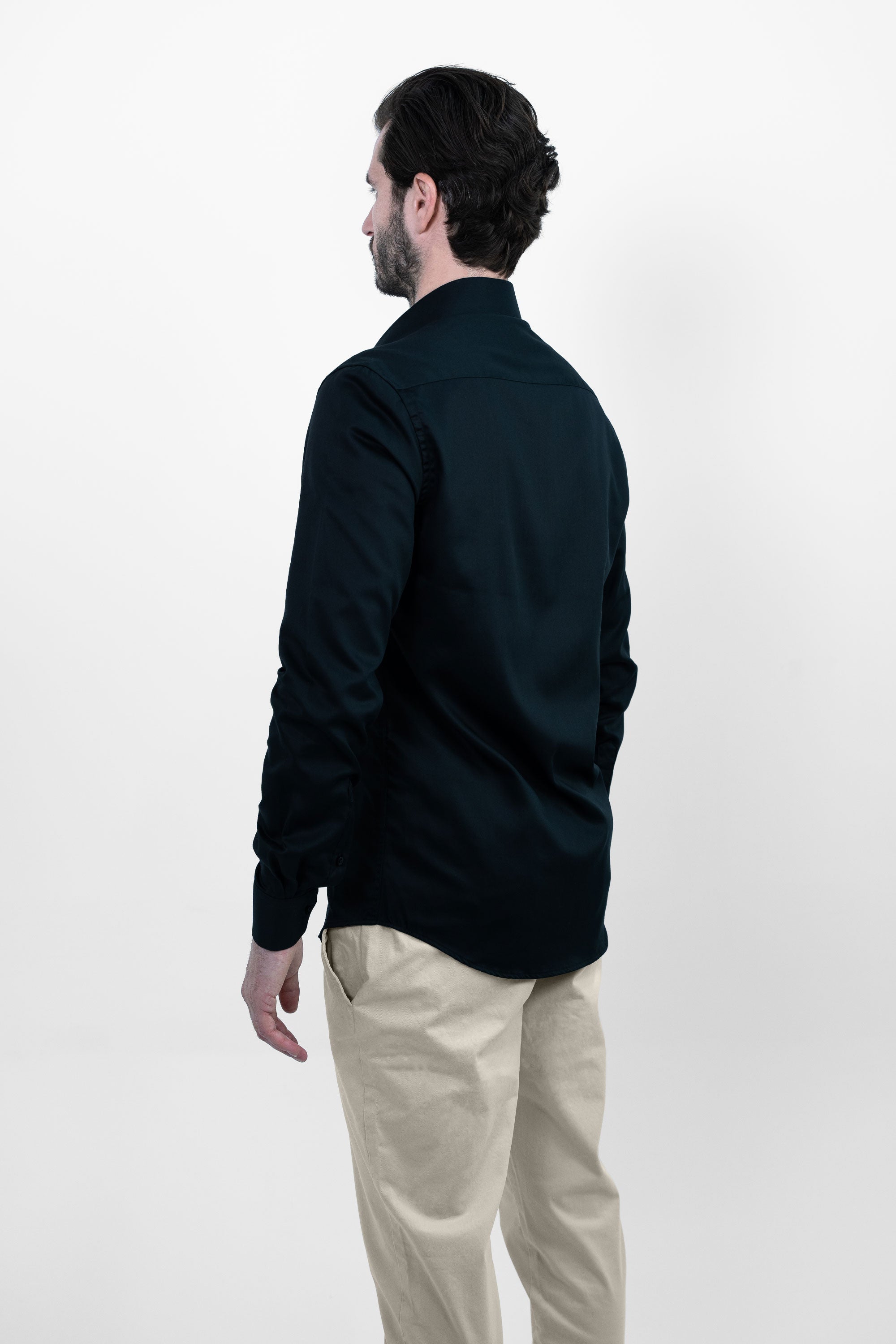 Vercate - Strijkvrij Overhemd - Zwart - Slim Fit - Katoen Satijn - Lange Mouw - Heren - Maat 37 38 39 40 41 42 43 44 S M L XL XXL