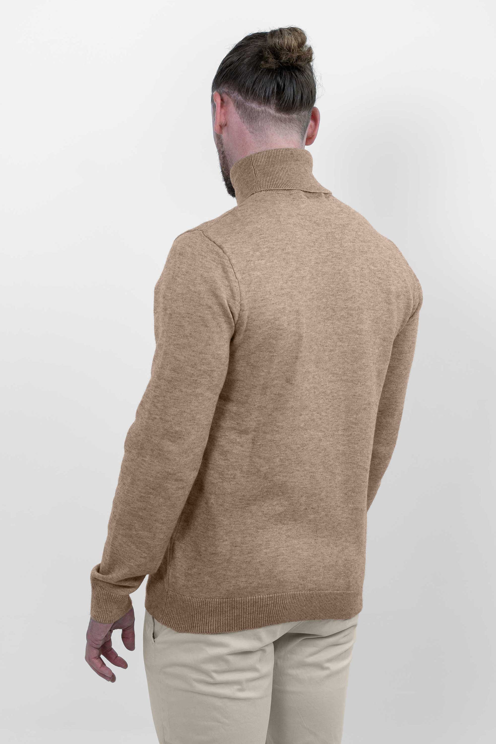Vercate - Luxe Coltrui - Bruin - Regular Fit - Knit Heren Pullover / Sweater / Trui - Maat: S M L XL XXL Knitted Knitwear