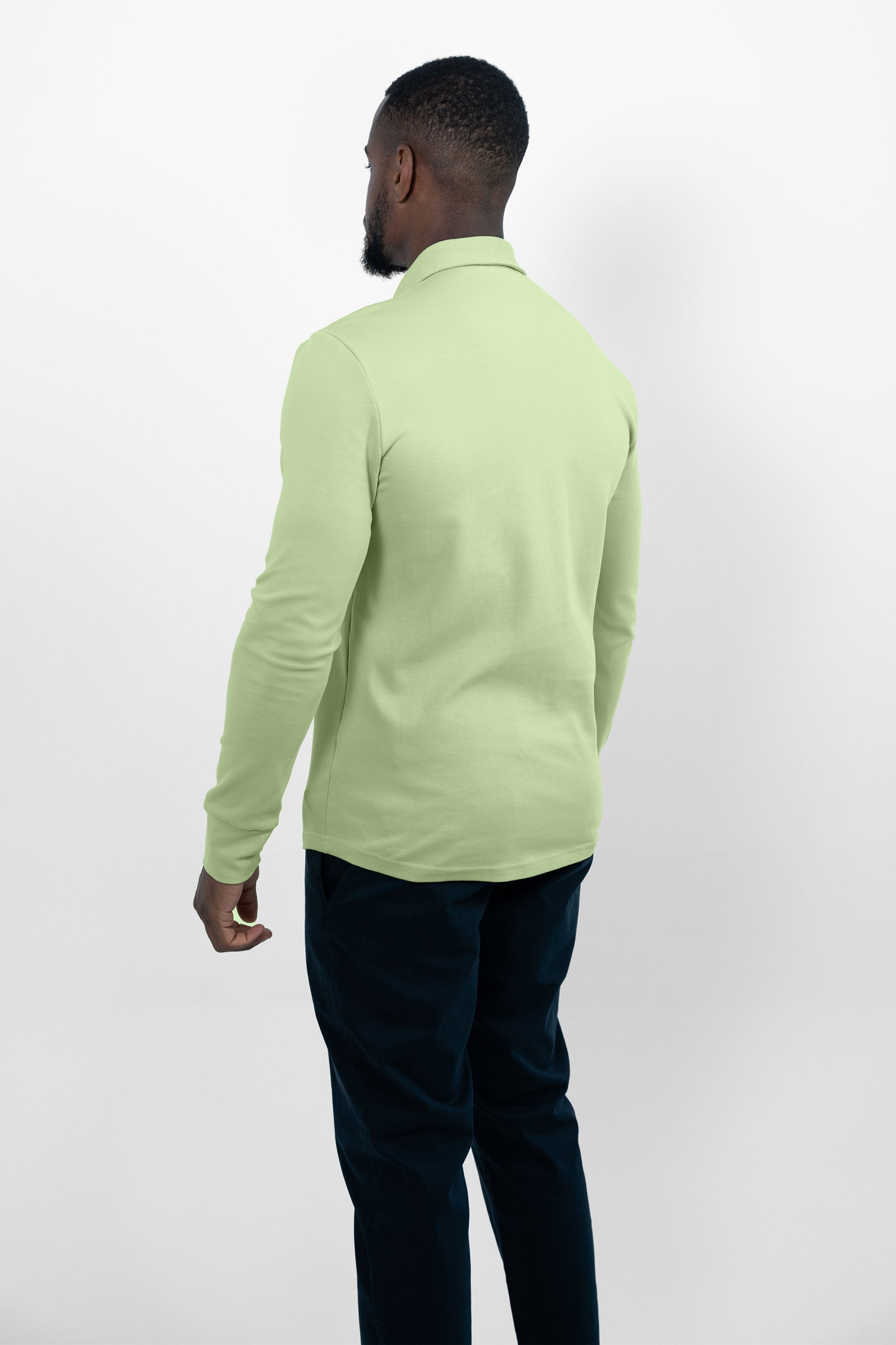 Vercate - Heren Polo Lange Mouw - Strijkvrij Poloshirt - Groen - Slim Fit - Excellent Katoen - Heren - Maat S M L XL XXL