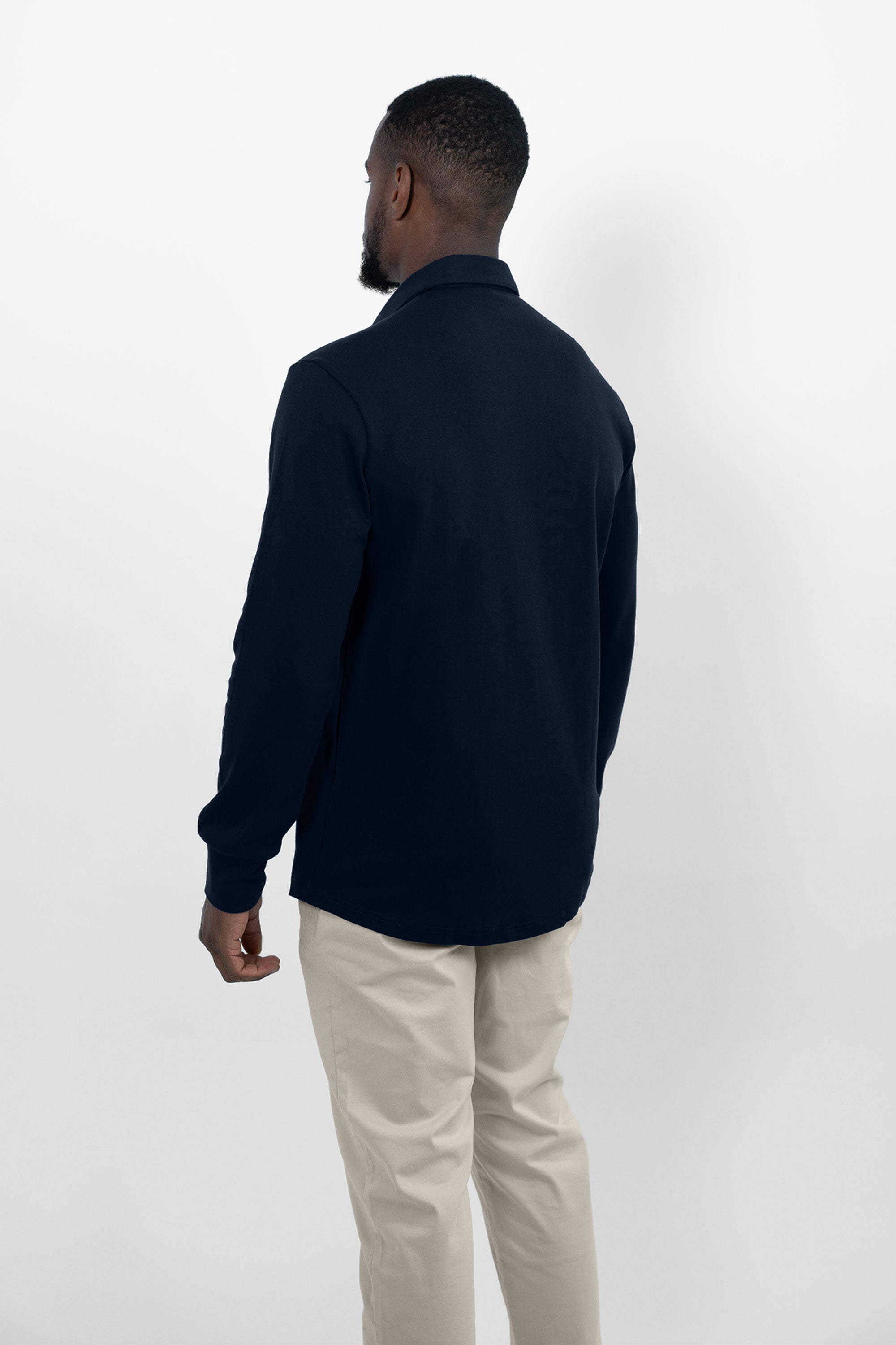 Vercate - Heren Polo Lange Mouw - Strijkvrij Poloshirt - Marine Blauw - Navy - Slim Fit - Excellent Katoen - Maat S M L XL XXL