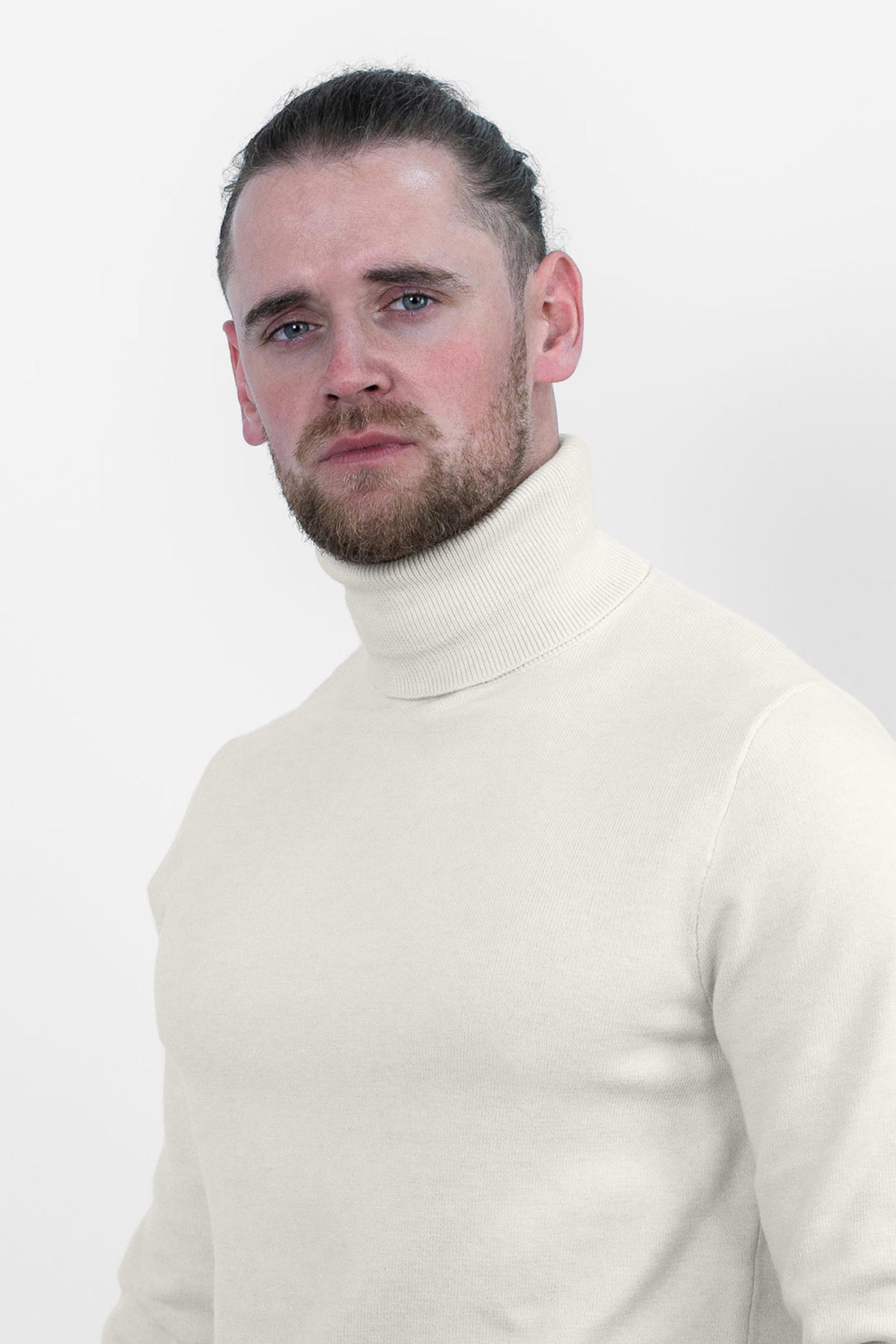 Vercate - Luxe Coltrui - gebroken wit - Regular Fit - Knit Heren Pullover / Sweater / Trui - Maat S M L XL XXL Knitted knitwear