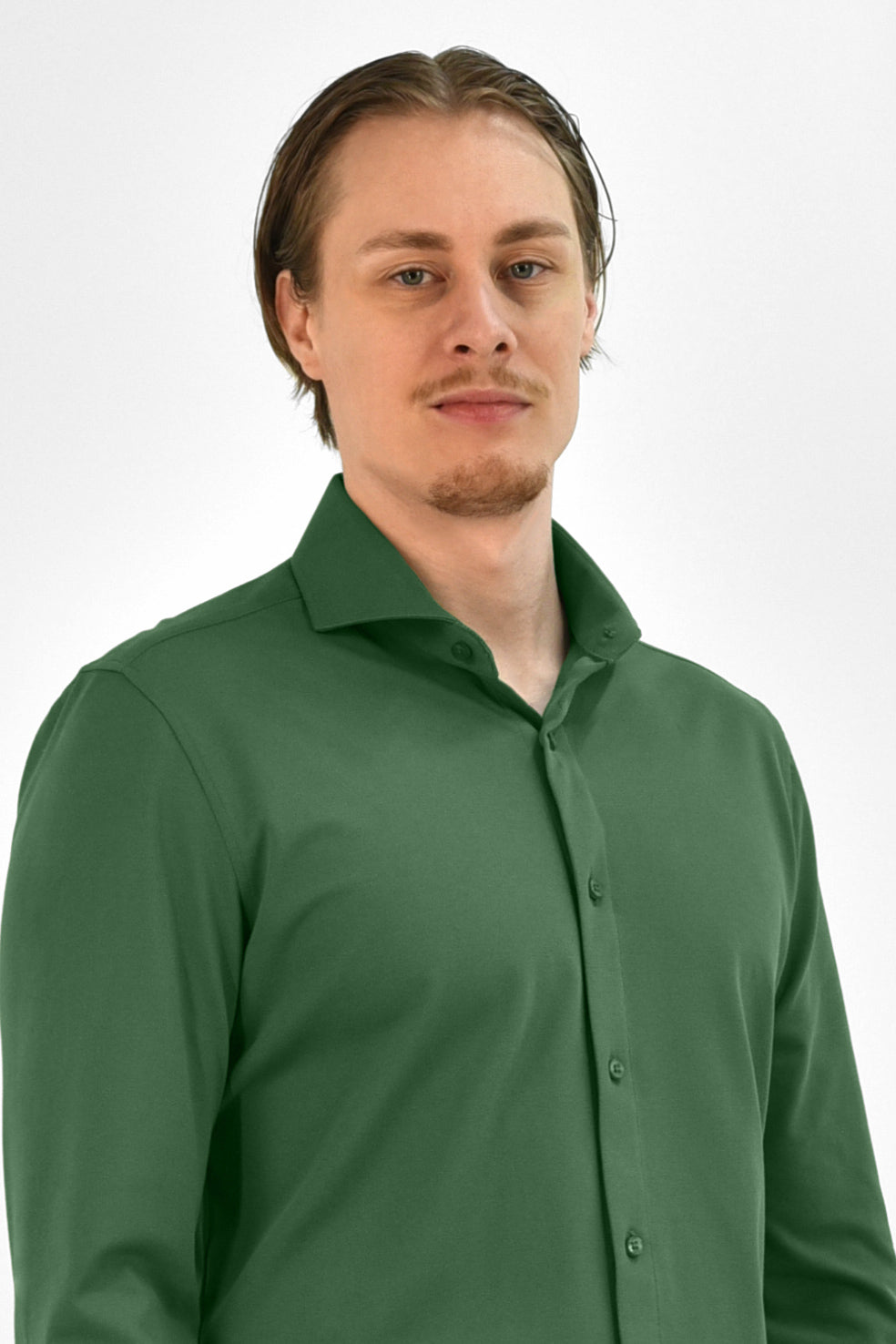 Strijkvrij Overhemd - Vercate - Japanese Knitted - Slim Fit - Groen - Heren Overhemden