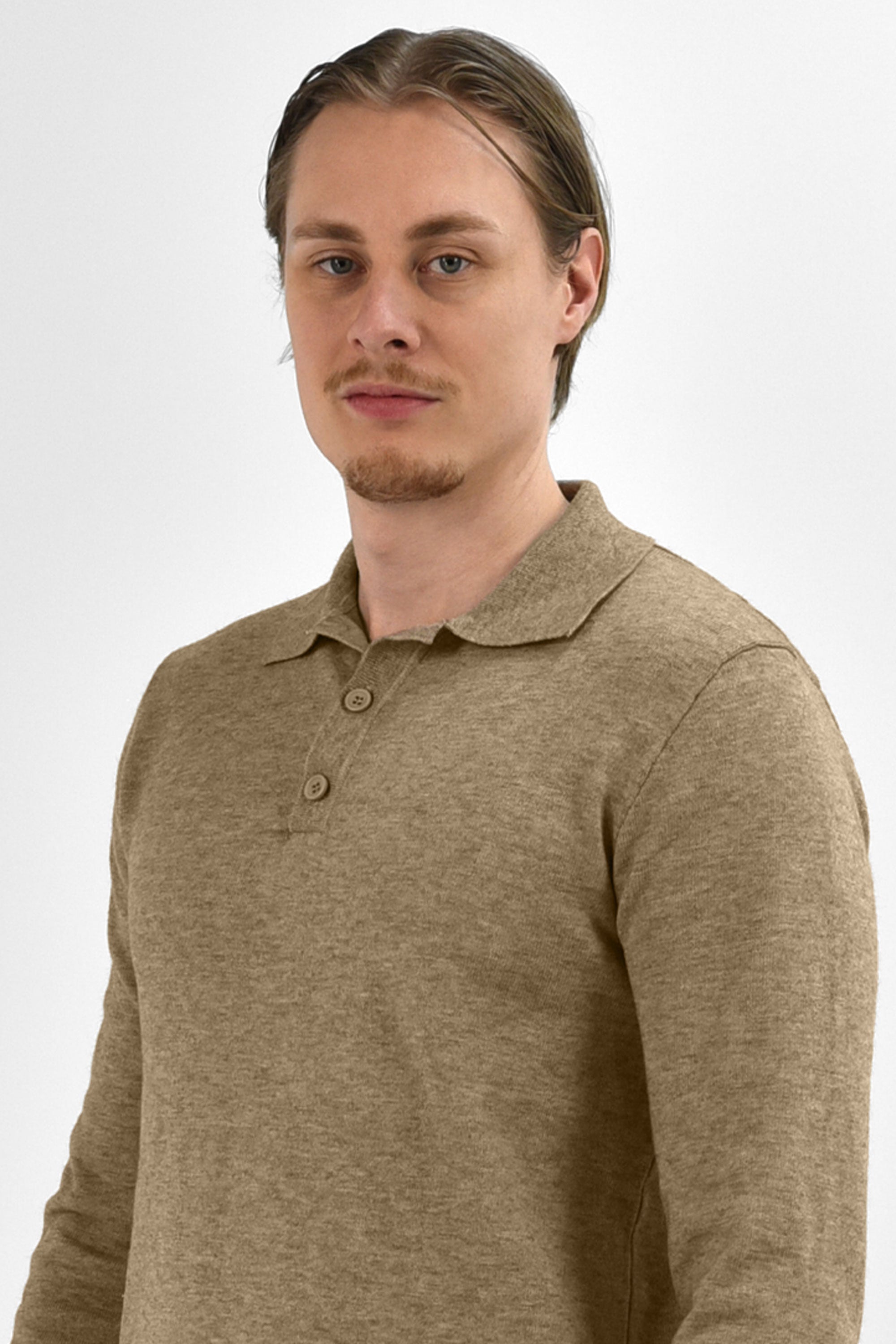 Vercate - Luxe Heren Poloshirt - Polo Met Lange Mouwen - Bruin - Regular Fit - Knit / Knitted - Maat S M L XL XXL