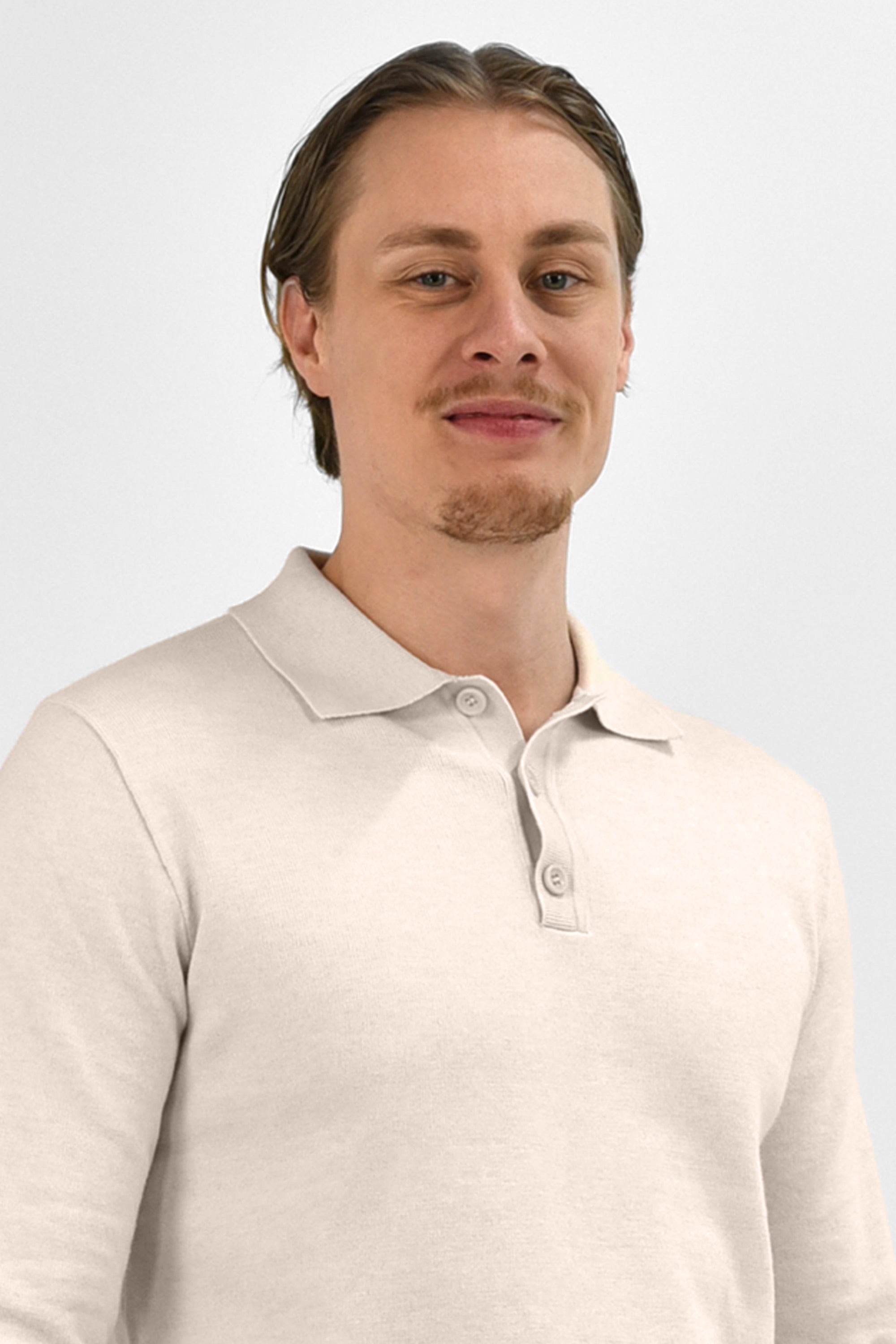 Vercate - Luxe Heren Poloshirt - Polo Met Lange Mouwen - Off White / Gebroken Wit - Regular Fit - Knit Knitted S M L XL XXL
