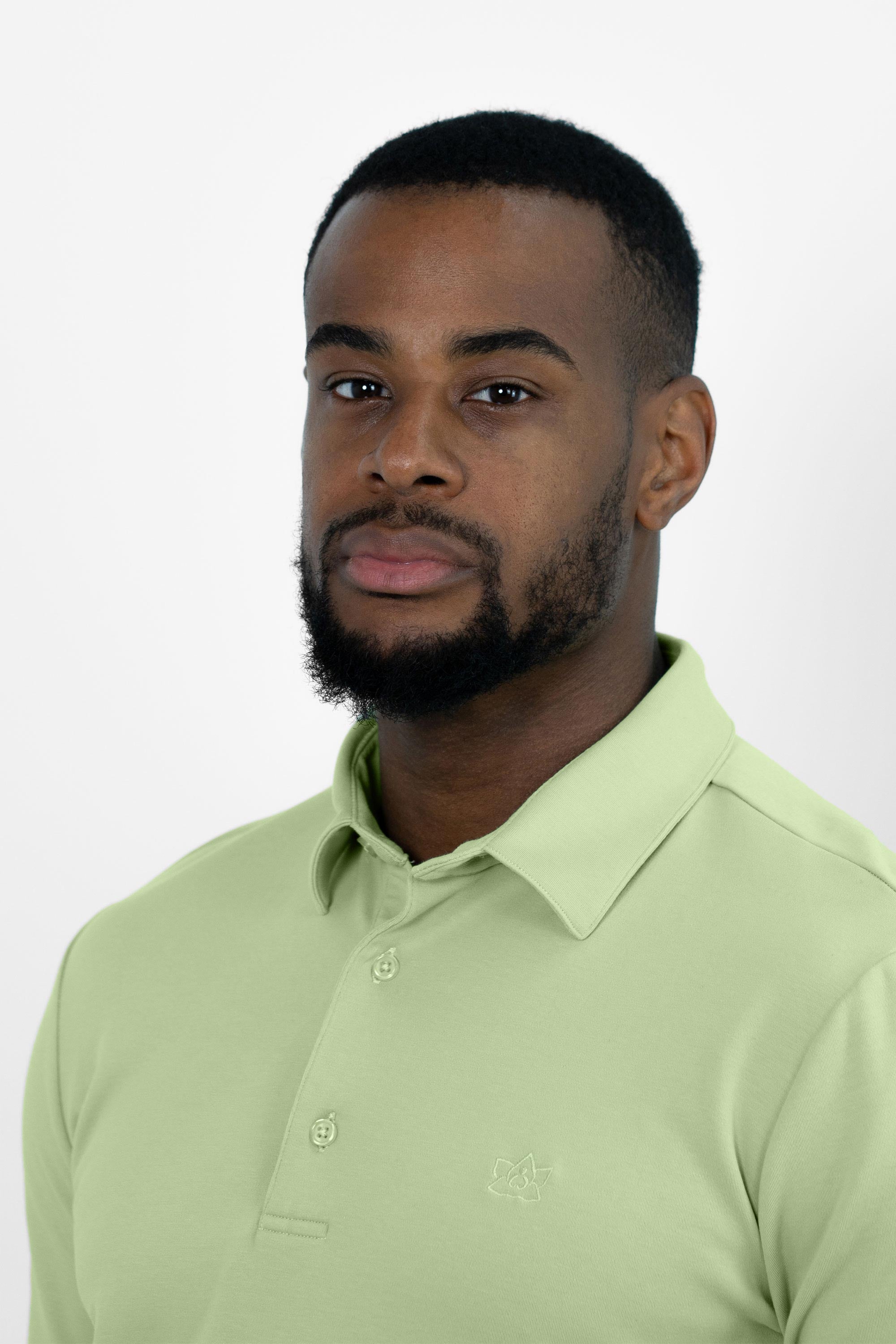 Vercate - Heren Polo Lange Mouw - Strijkvrij Poloshirt - Groen - Slim Fit - Excellent Katoen - Heren - Maat S M L XL XXL