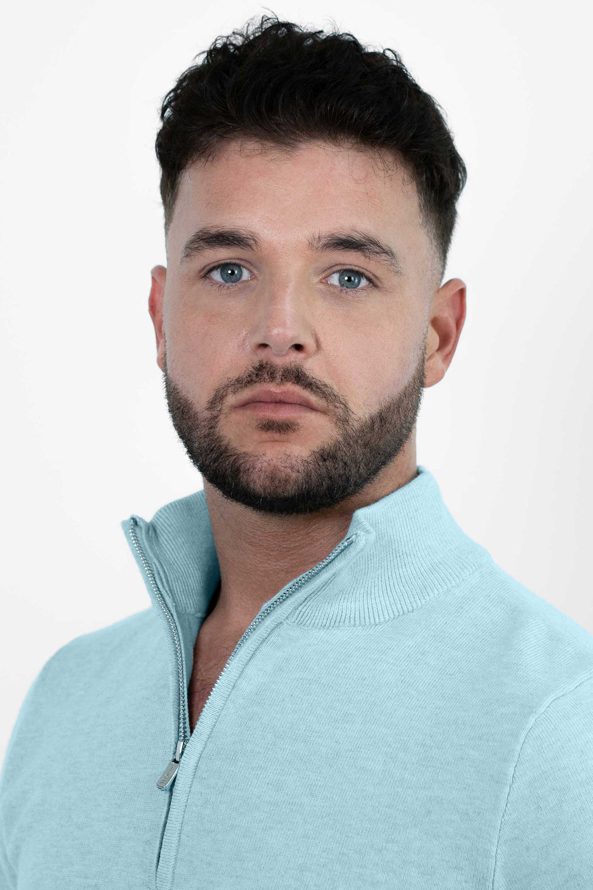 Vercate - Luxe Half Zip / Quarter Zip Pullover - Lichtblauw / Blauw - Regular Fit - Knit Heren Sweater / Trui
