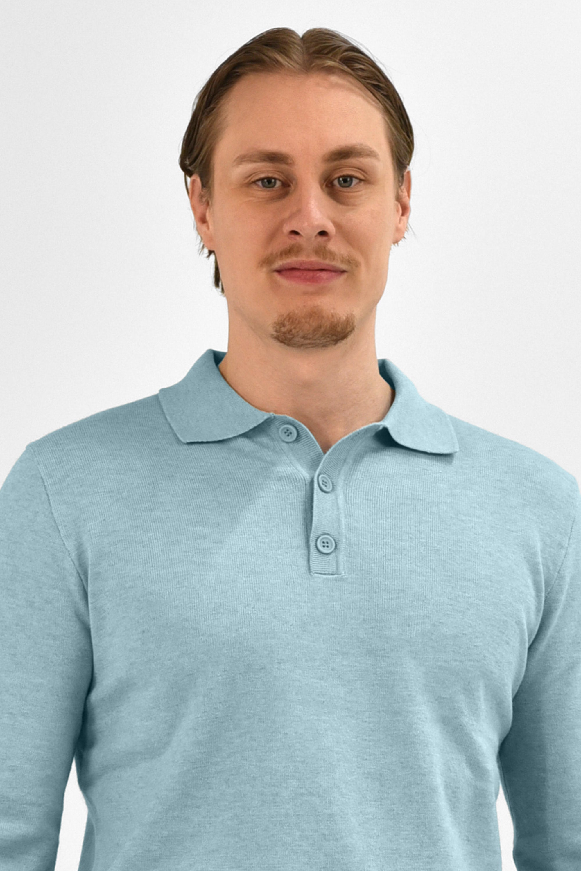 Vercate - Luxe Heren Poloshirt - Polo Met Lange Mouwen - Lichtblauw / Blauw - Regular Fit - Knit S M L XL XXL