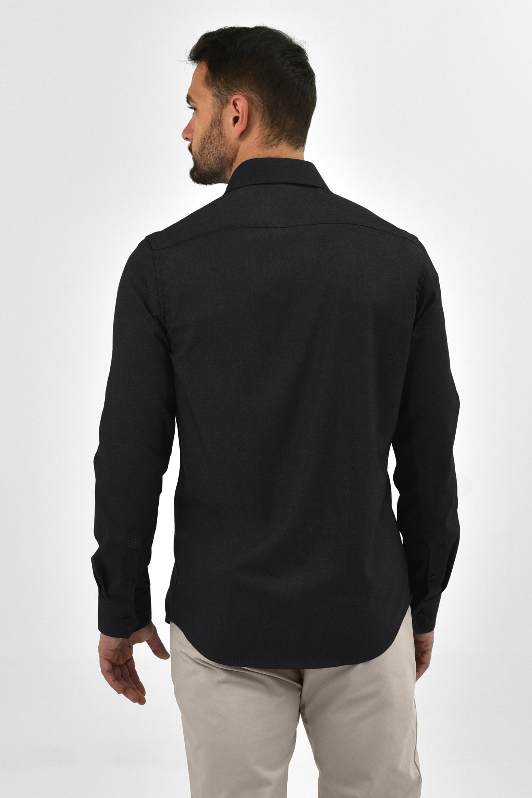 Vercate - Strijkvrij Kreukvrij Overhemd - Grijs Dondergrijs - Slim Fit - Bamboe Katoen - Lange Mouw - Heren