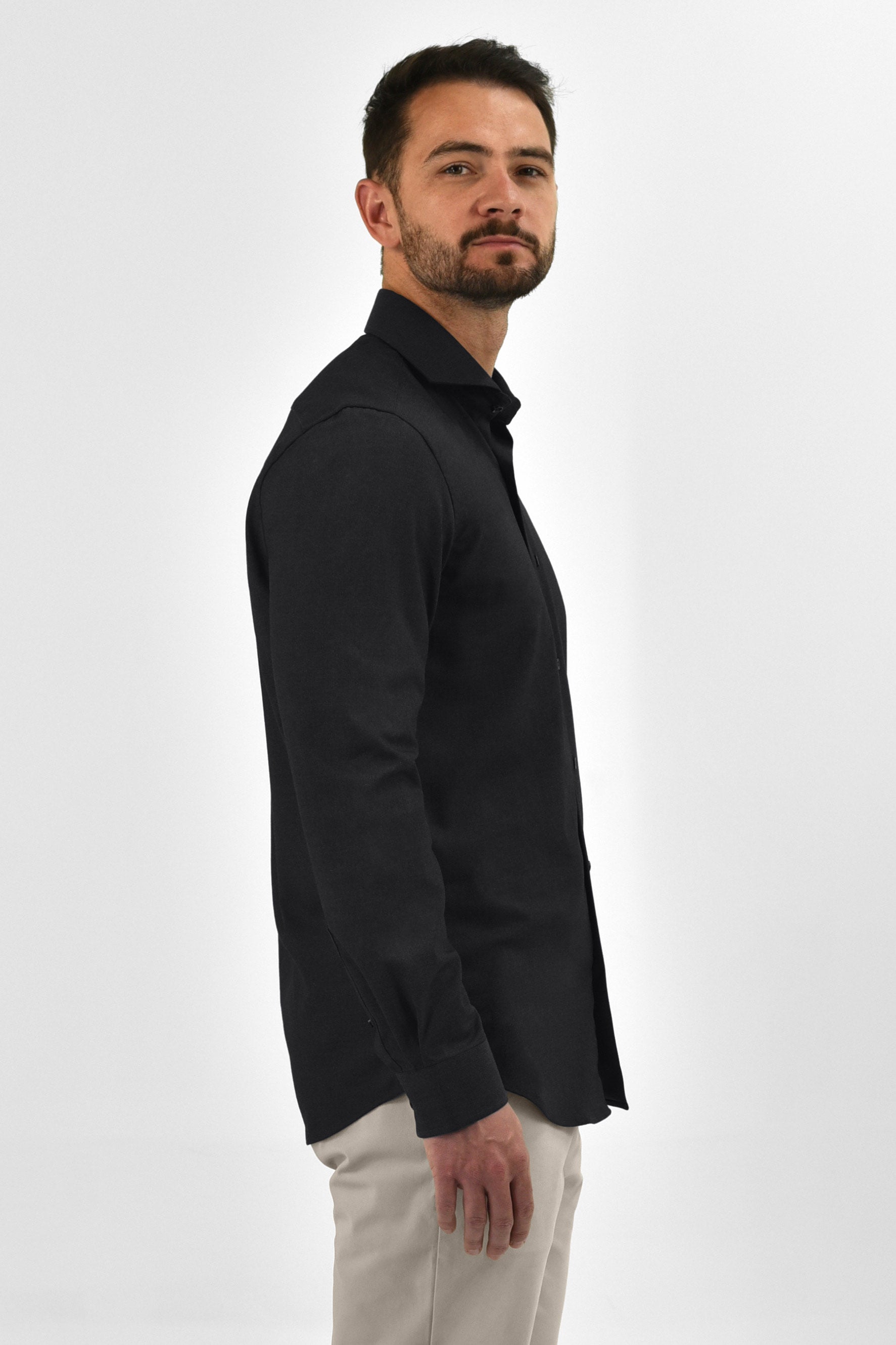 Vercate - Strijkvrij Kreukvrij Overhemd - Grijs Dondergrijs - Slim Fit - Bamboe Katoen - Lange Mouw - Heren