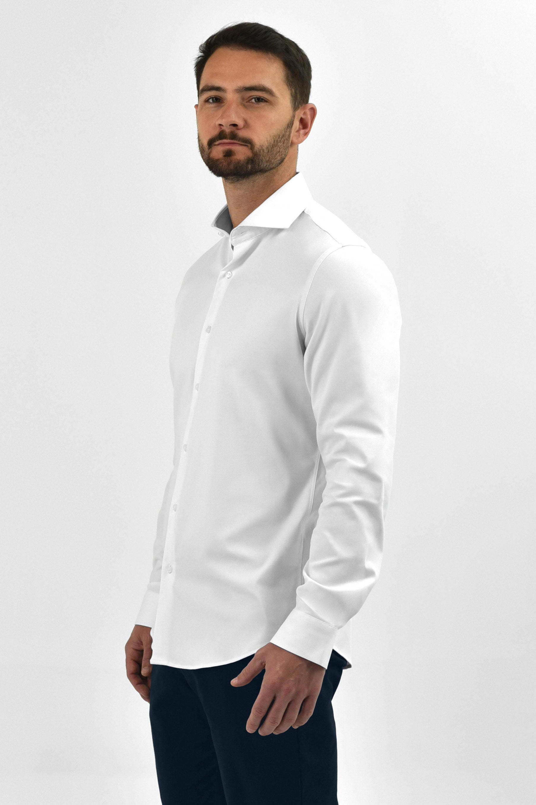 Vercate - Strijkvrij Kreukvrij Overhemd - Wit - Slim Fit - Bamboe Katoen - Lange Mouw - Heren