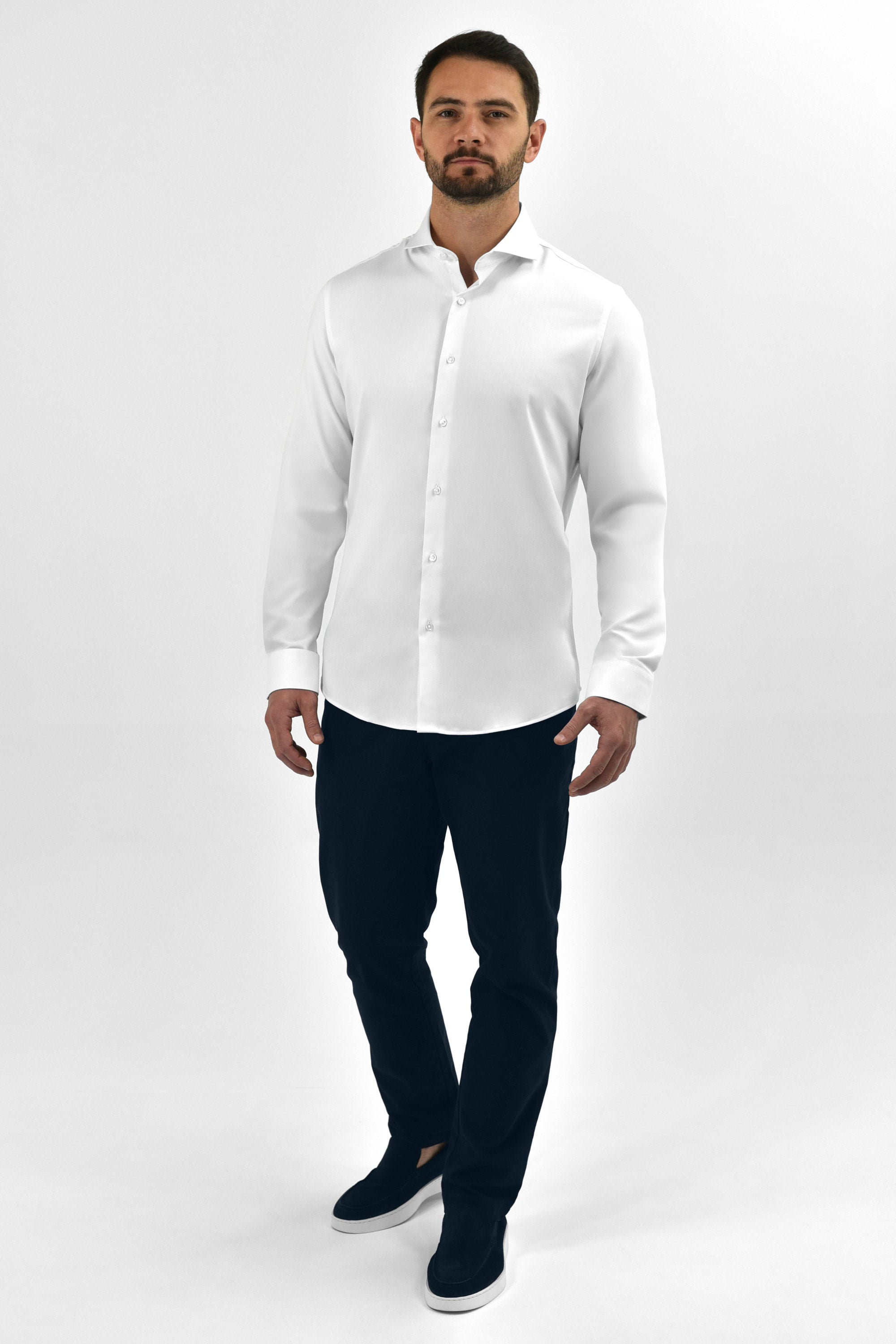 Vercate - Strijkvrij Kreukvrij Overhemd - Wit - Slim Fit - Bamboe Katoen - Lange Mouw - Heren