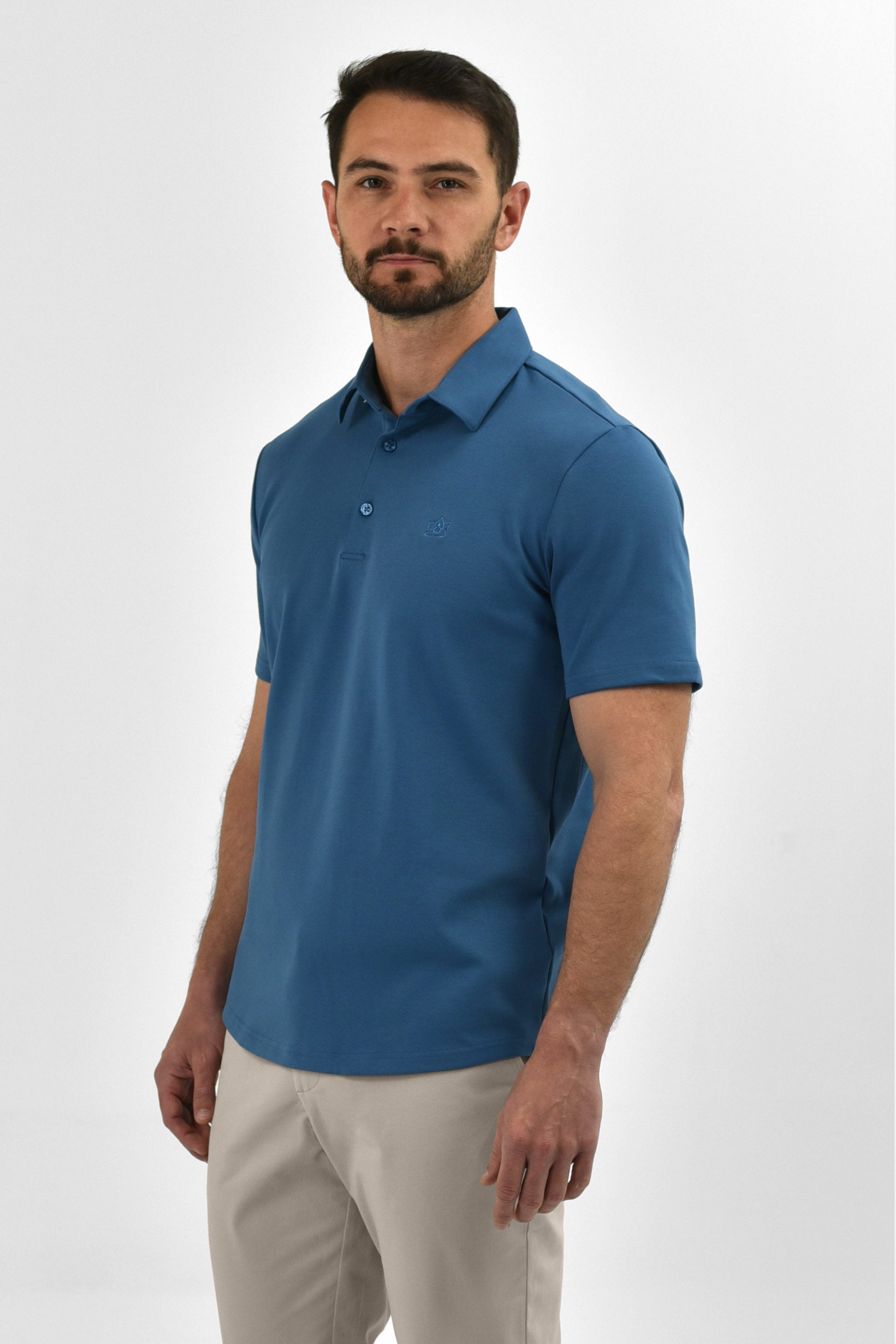 Vercate - Heren Polo Korte Mouw - Strijkvrij Poloshirt - Blauw - Slim Fit - Excellent Katoen