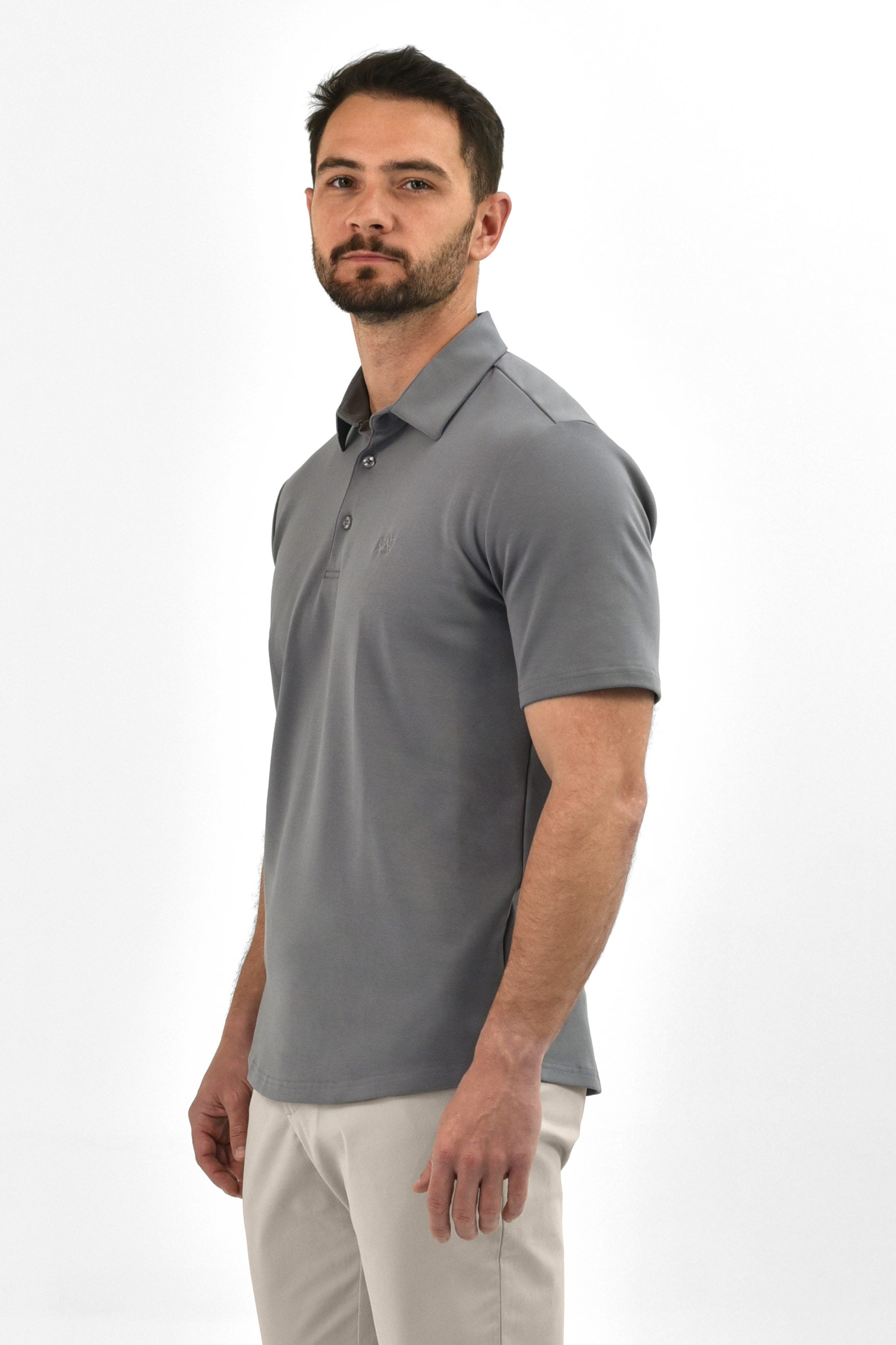 Vercate - Heren Polo Korte Mouw - Strijkvrij Poloshirt - Grijs - Slim Fit - Excellent Katoen