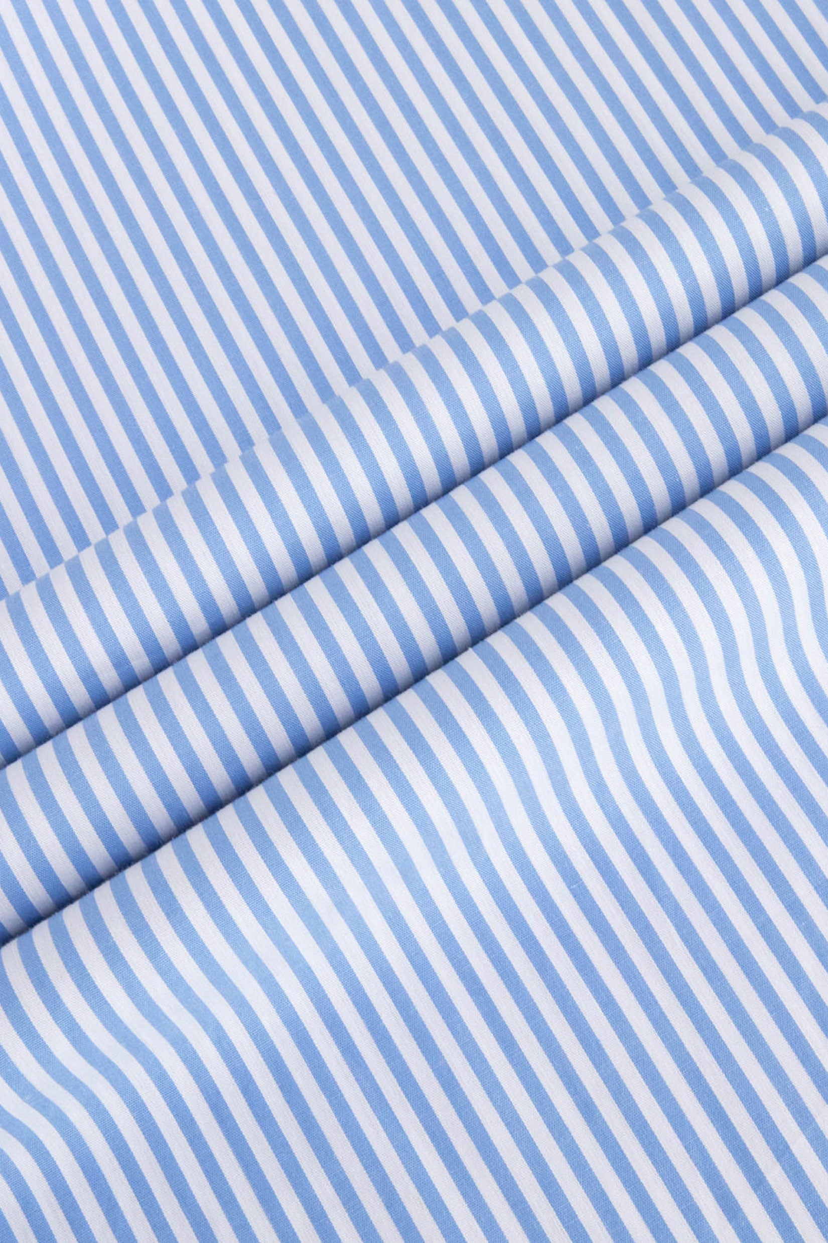 Strijkvrij Overhemd Gestreept - Lichtblauw Poplin
