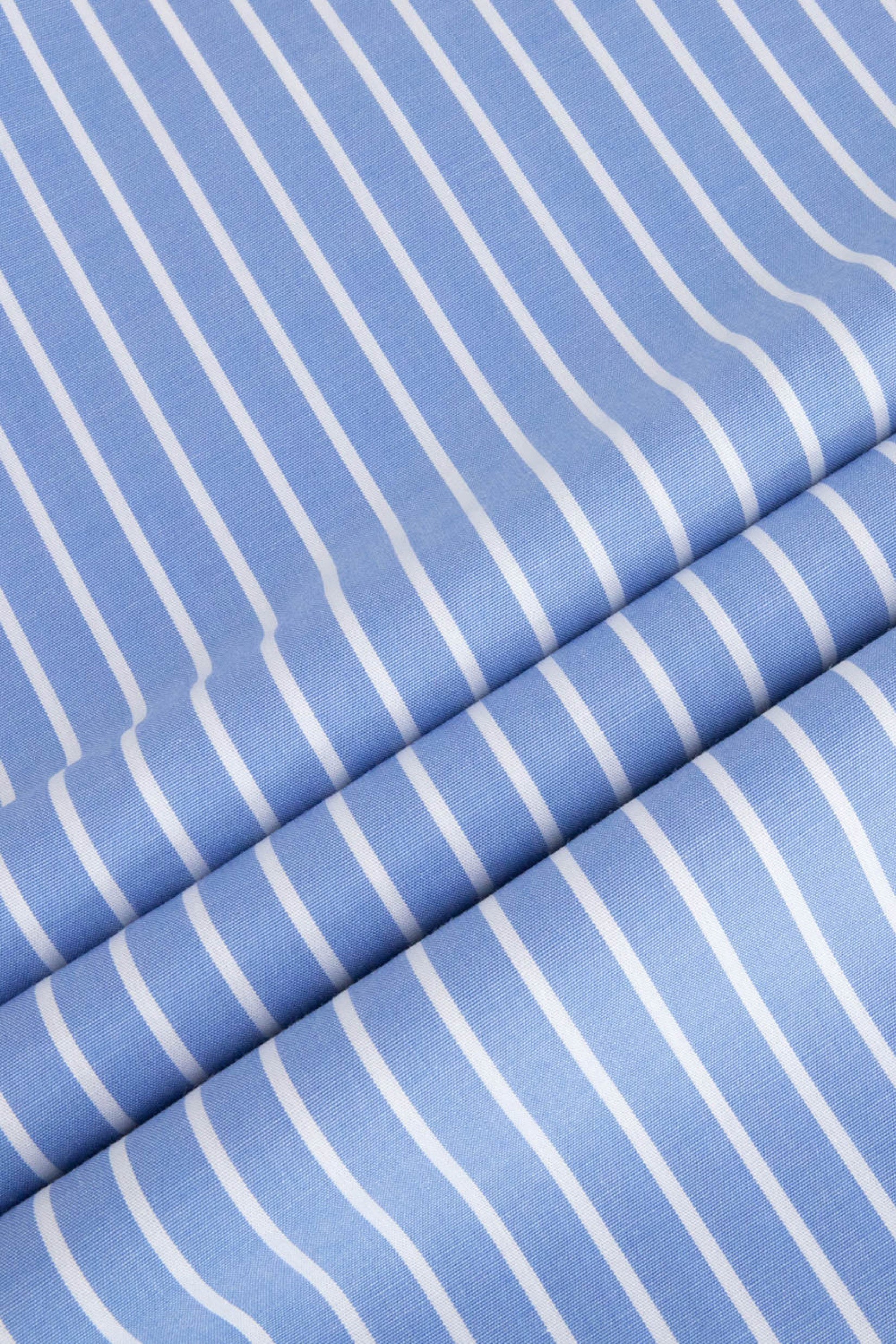 Strijkvrij Overhemd Gestreept - Blauw Poplin