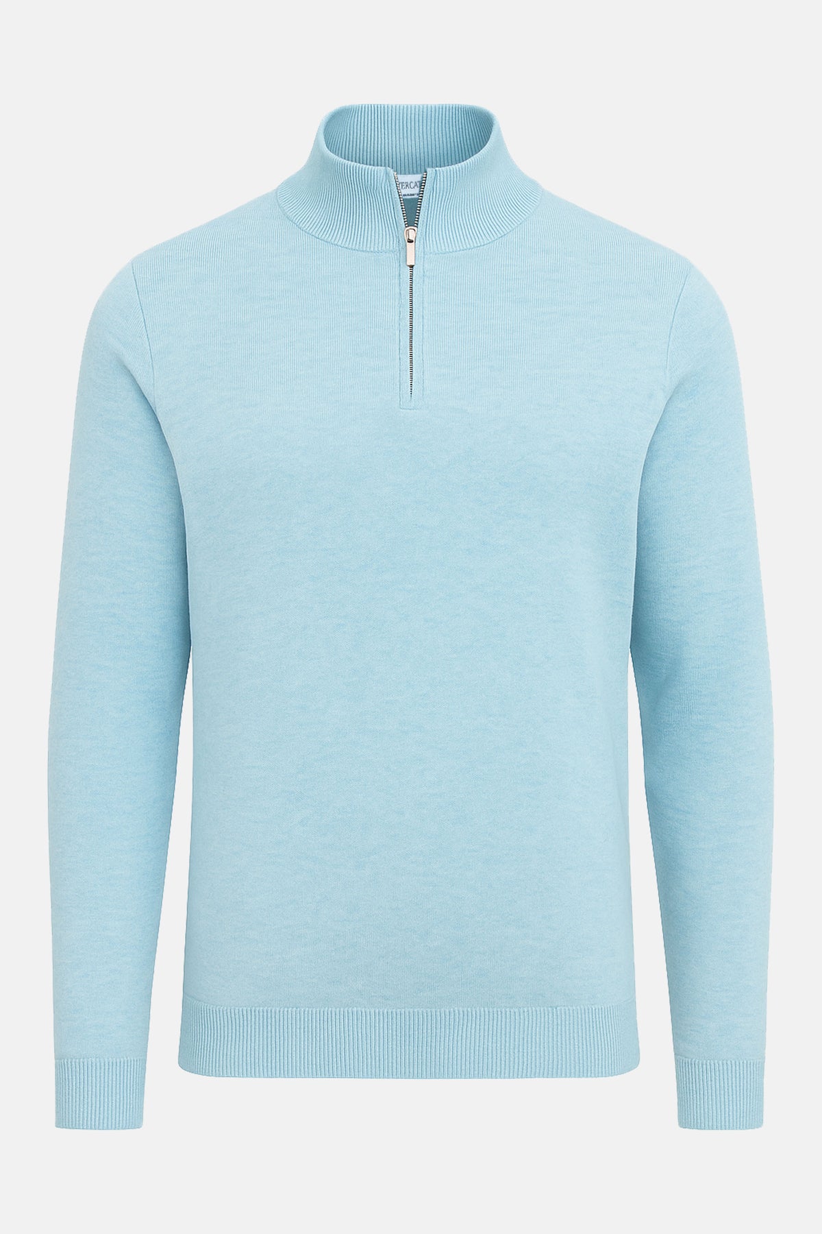 Luxury Half Zip Pullover - Light Blue - For Men