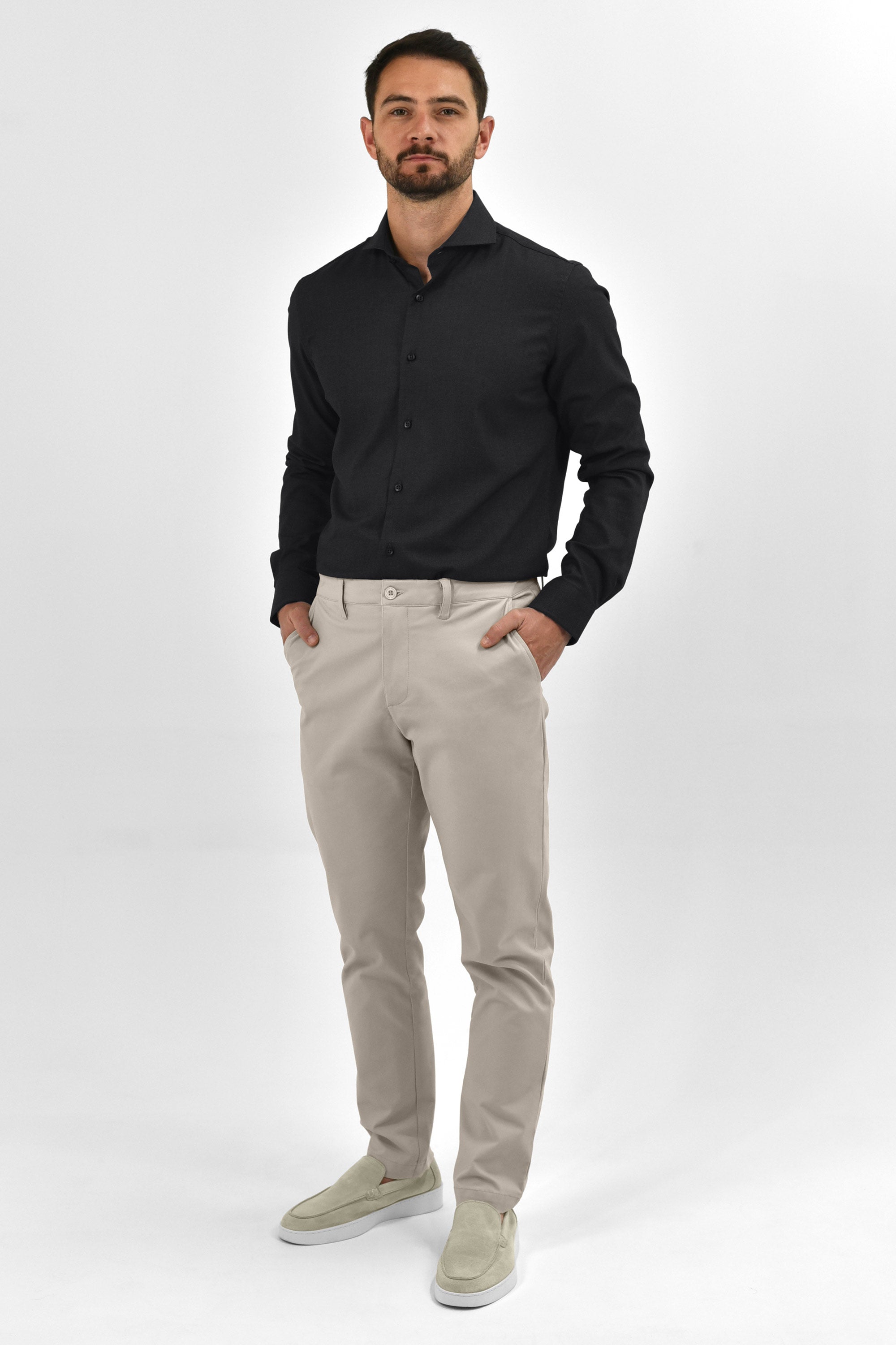 Vercate - Strijkvrij Kreukvrij Overhemd - Grijs Dondergrijs - Slim Fit - Bamboe Katoen - Lange Mouw - Heren
