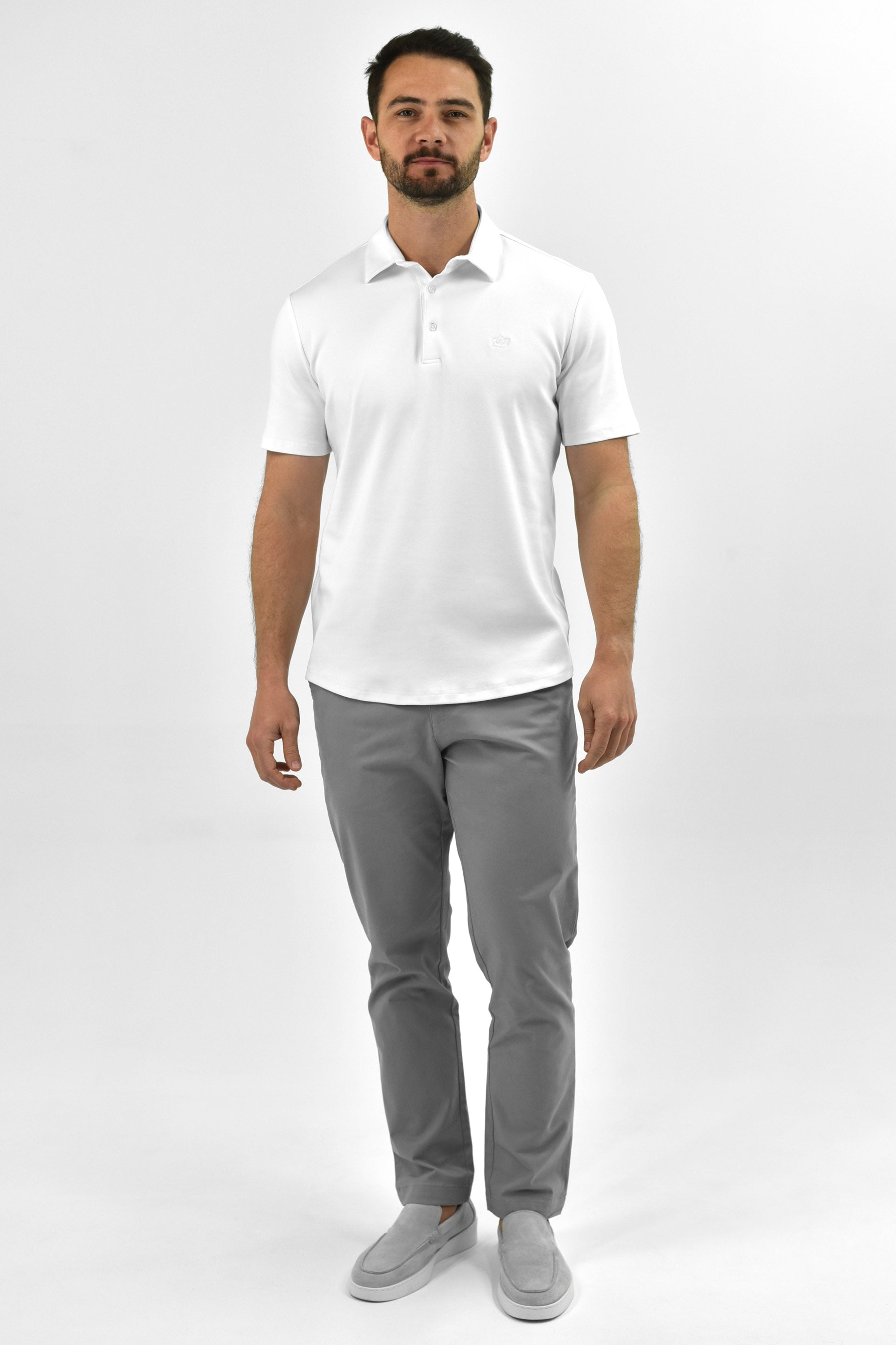 Vercate Non-Iron Short Sleeve Polo Shirt White Men
