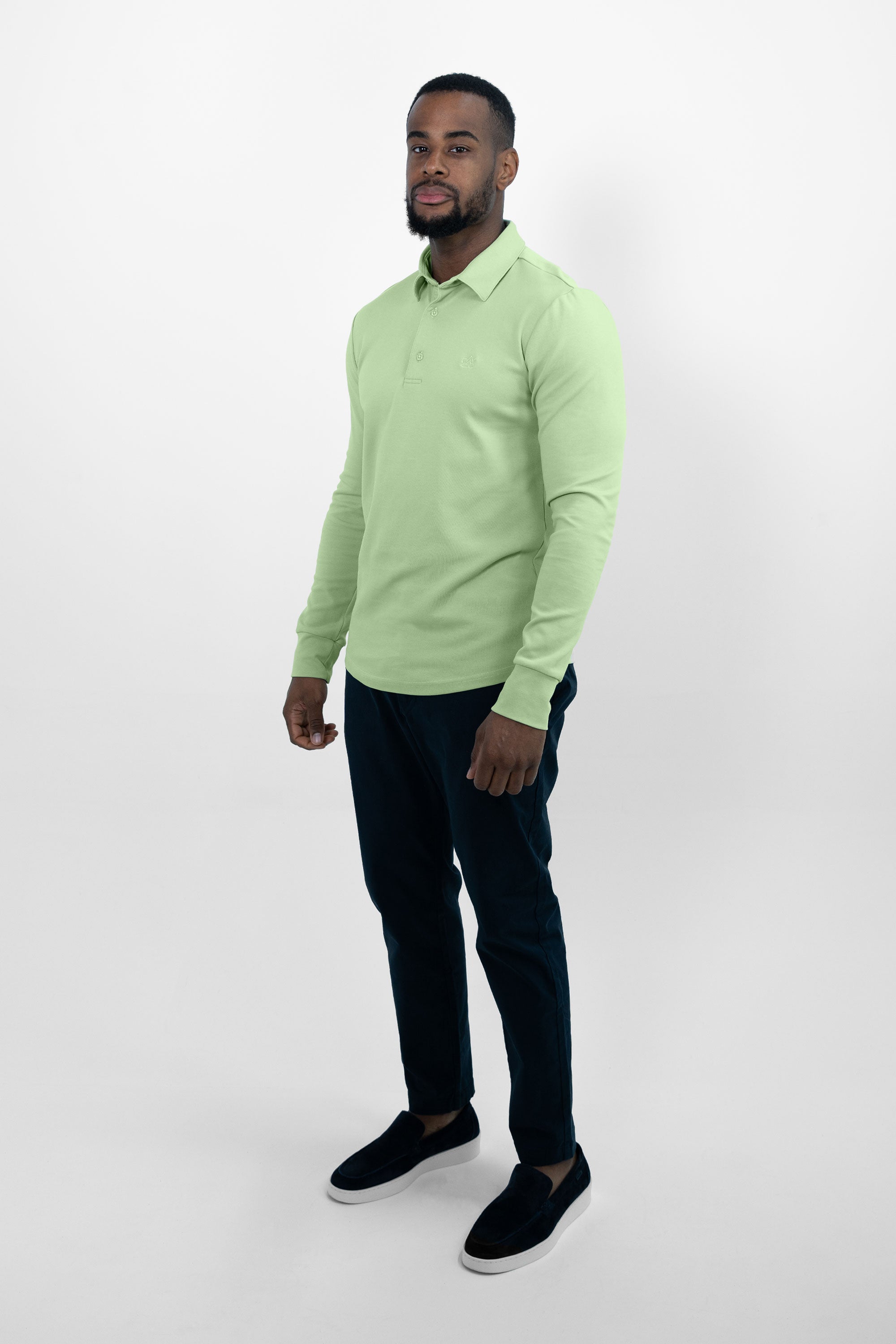 Vercate - Heren Polo Lange Mouw - Strijkvrij Poloshirt - Groen - Green Lemon - Slim Fit - Excellent Katoen - Maat S M L XL XXL