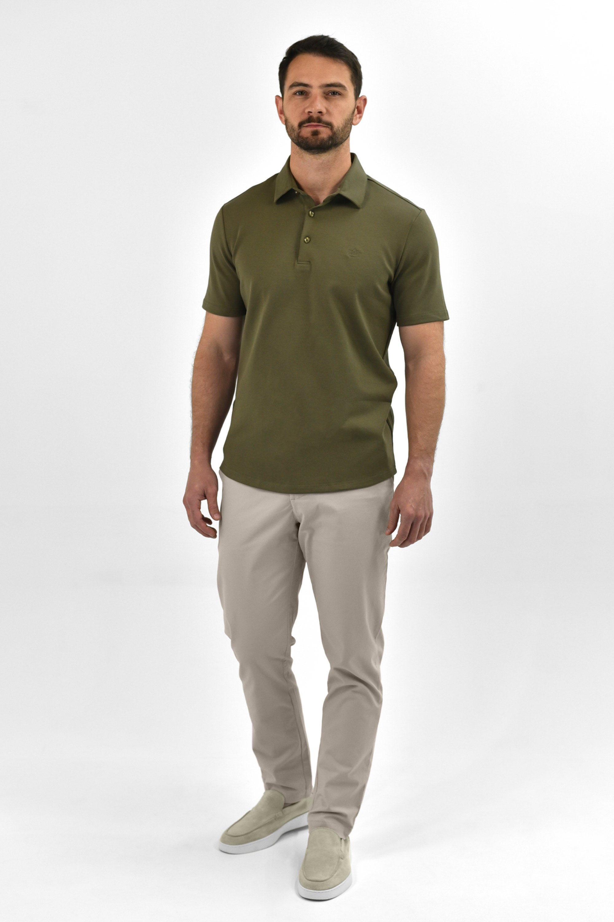 Vercate - Heren Polo Korte Mouw - Strijkvrij Poloshirt - Groen Bruin - Olijfgroen - Slim Fit - Excellent Katoen