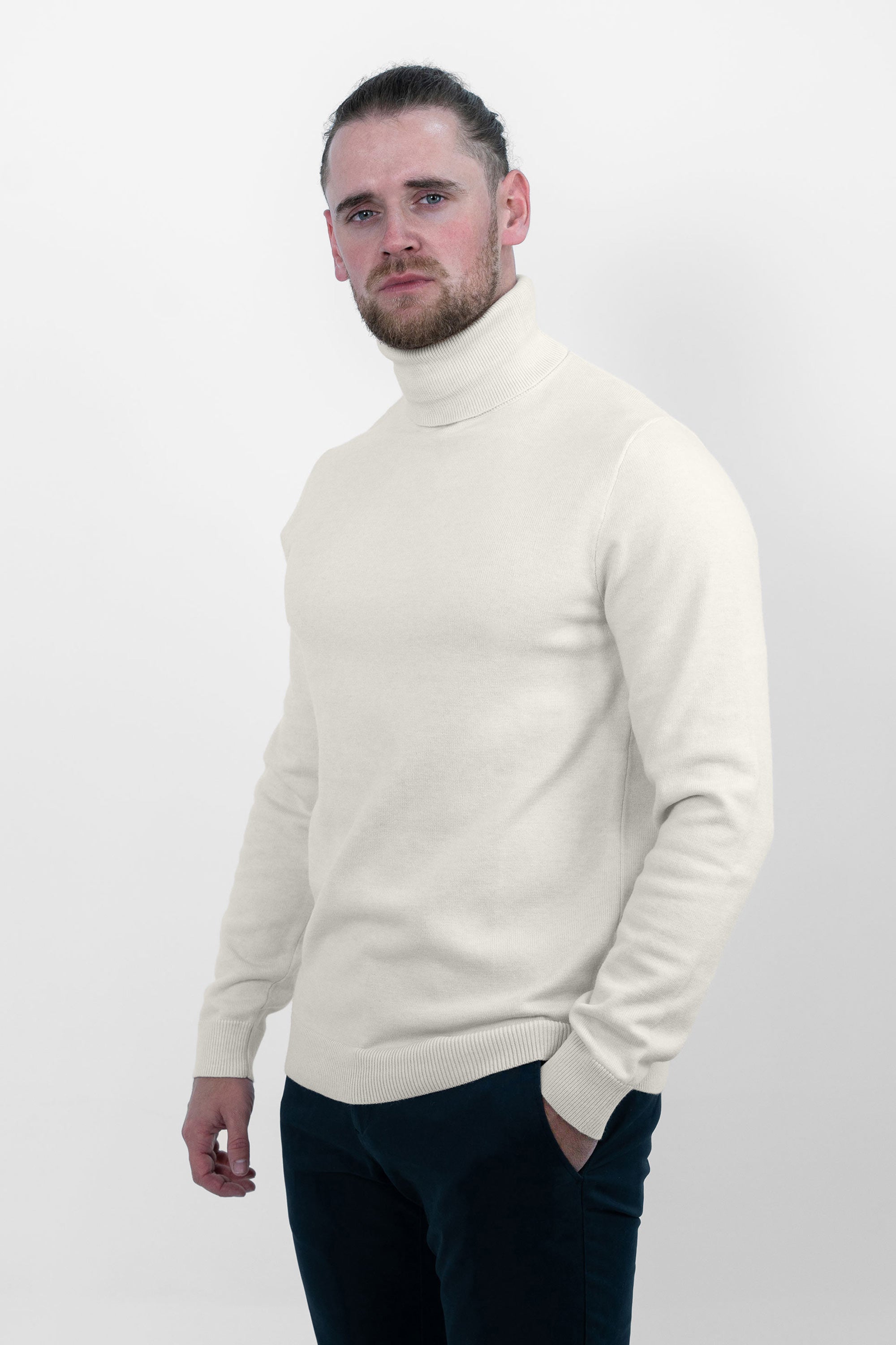 Vercate - Luxe Coltrui - gebroken wit - Regular Fit - Knit Heren Pullover / Sweater / Trui - Maat S M L XL XXL Knitted knitwear