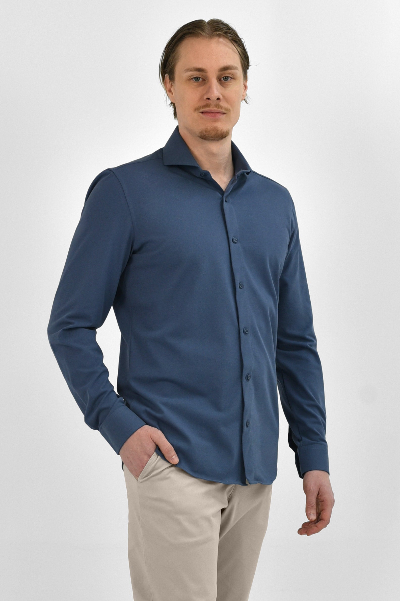 Non Iron Shirt - Japanese Knitted - Navy