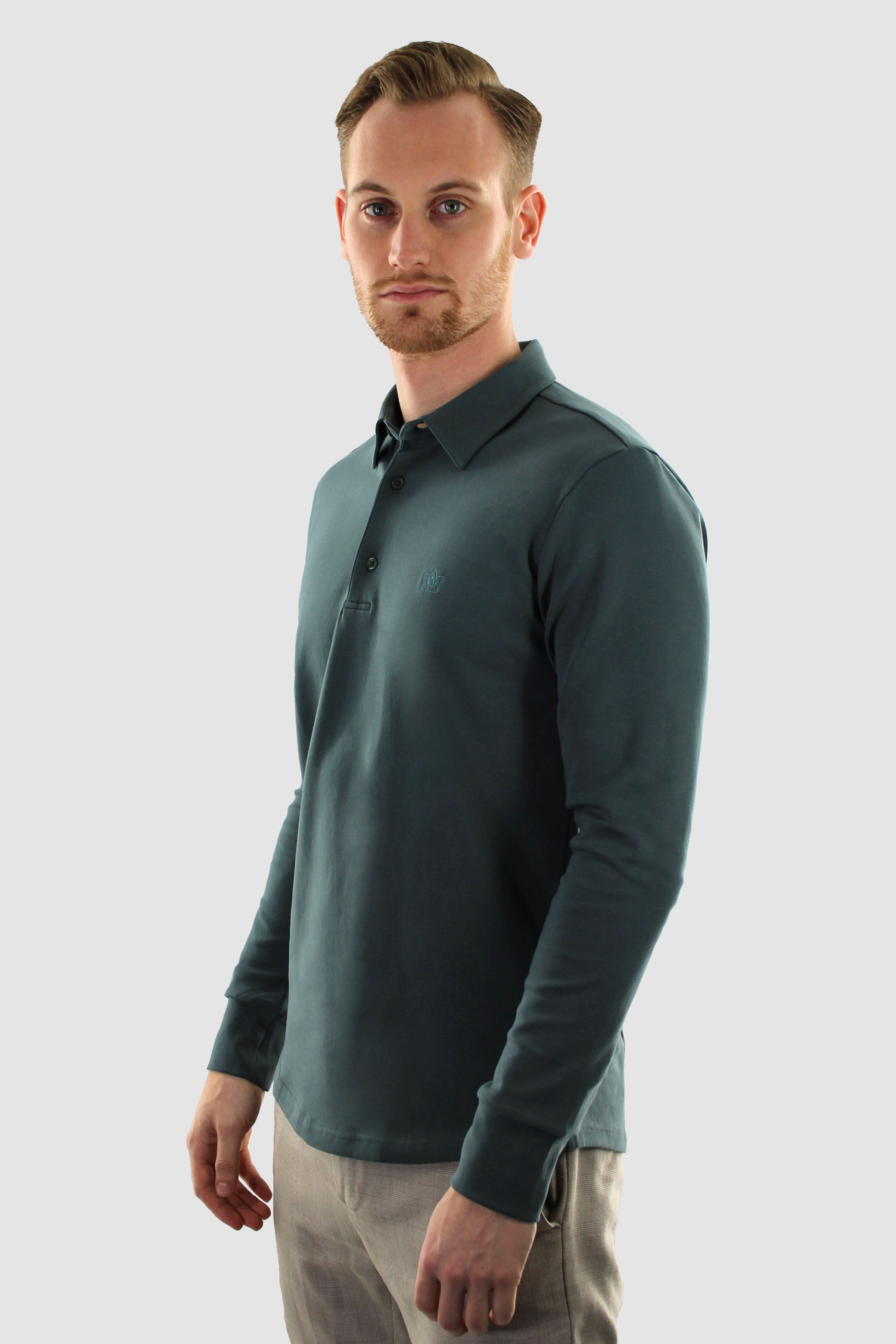 Heren poloshirt met online lange mouw